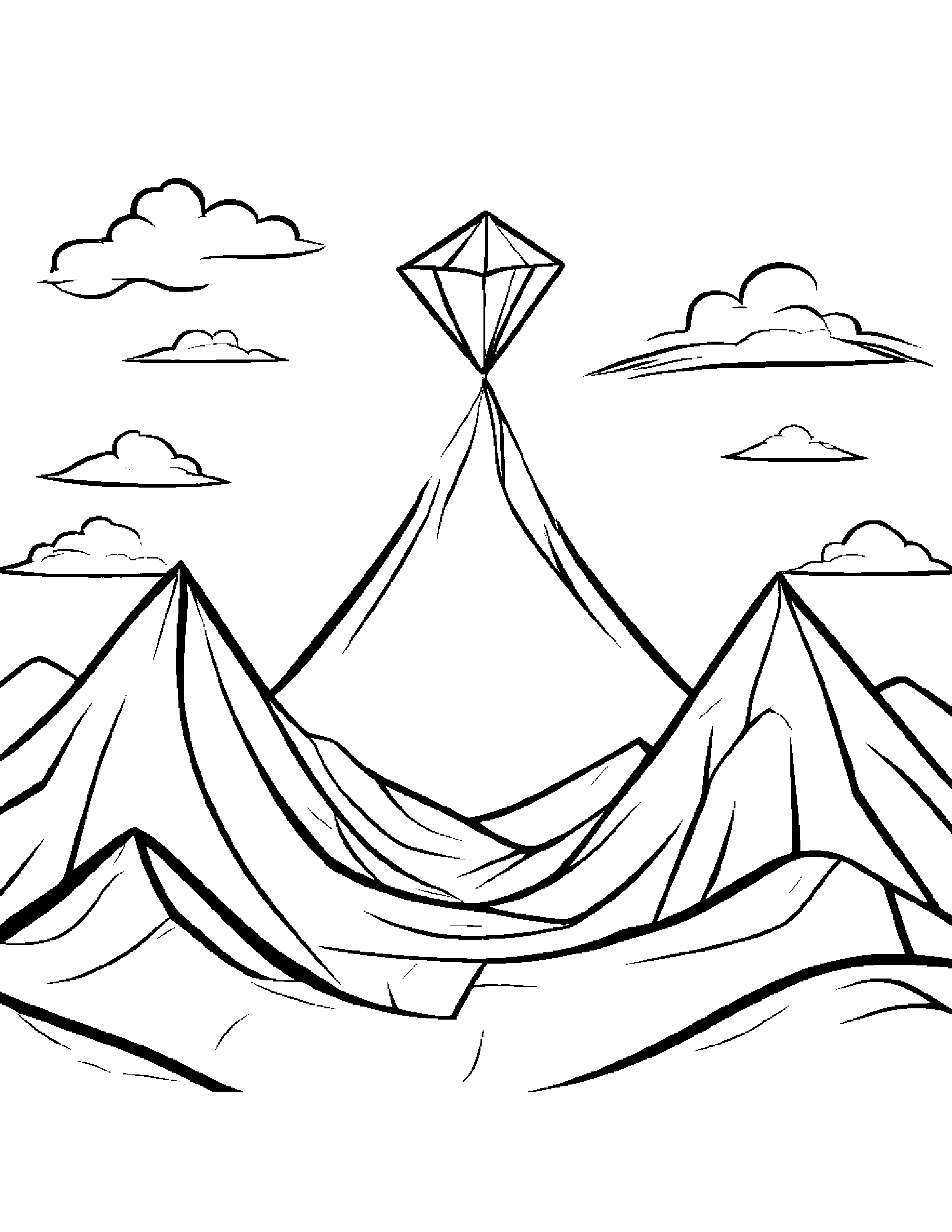Baby Mountain With A Kite #2 Coloring Page (Free Printable PDF)