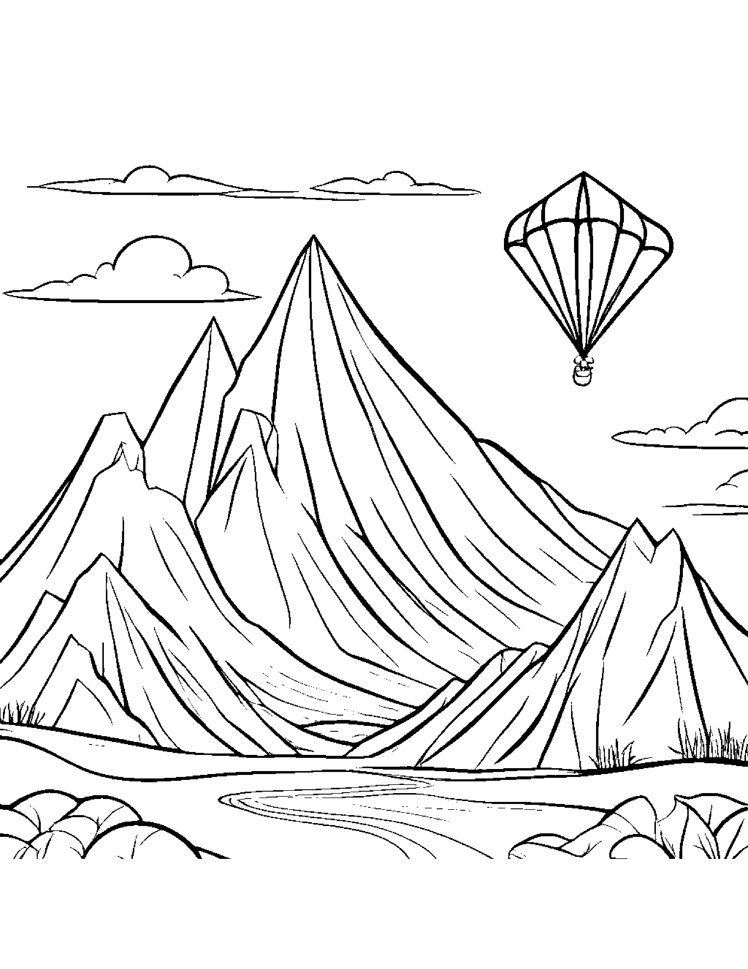 Baby Mountain With A Kite Coloring Page (Free Printable PDF)