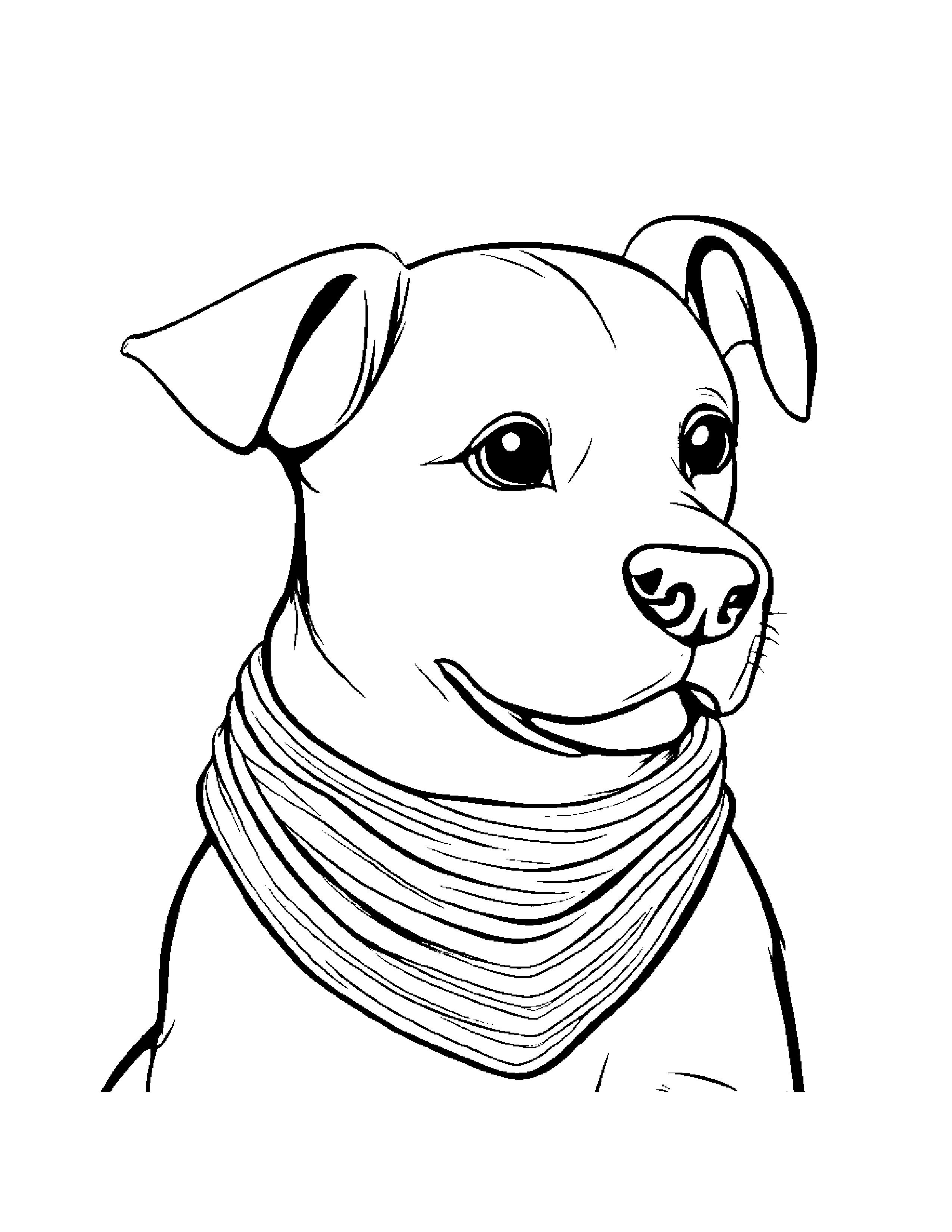 Happy Puppy With Scarf Coloring Page (Free Printable PDF)