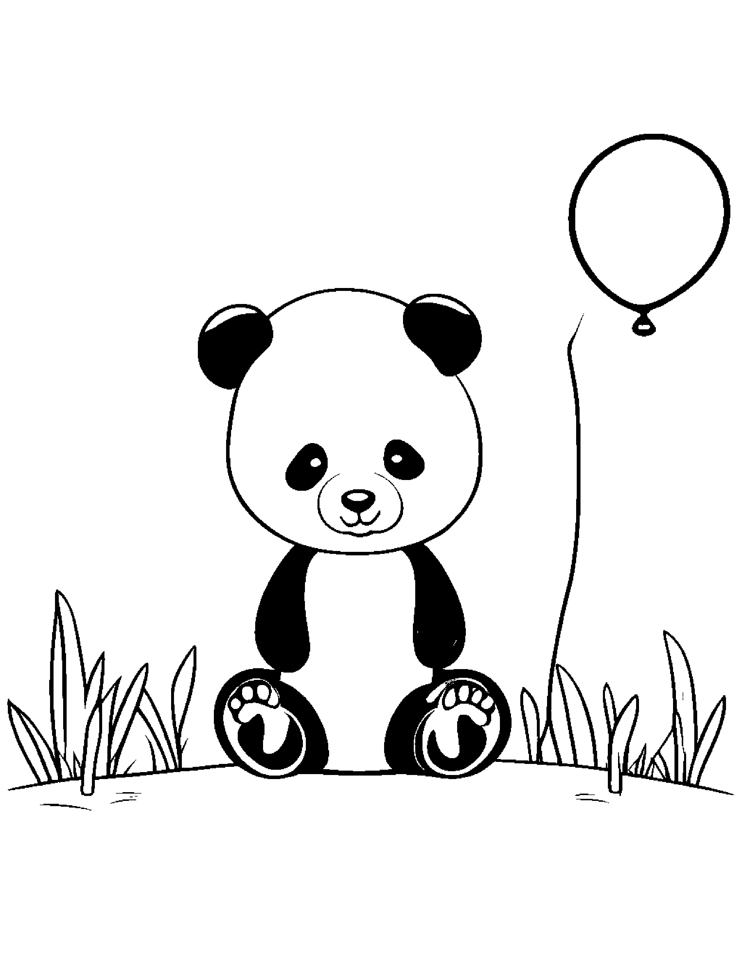 Kawaii Panda With Balloon Coloring Page (Free Printable PDF)