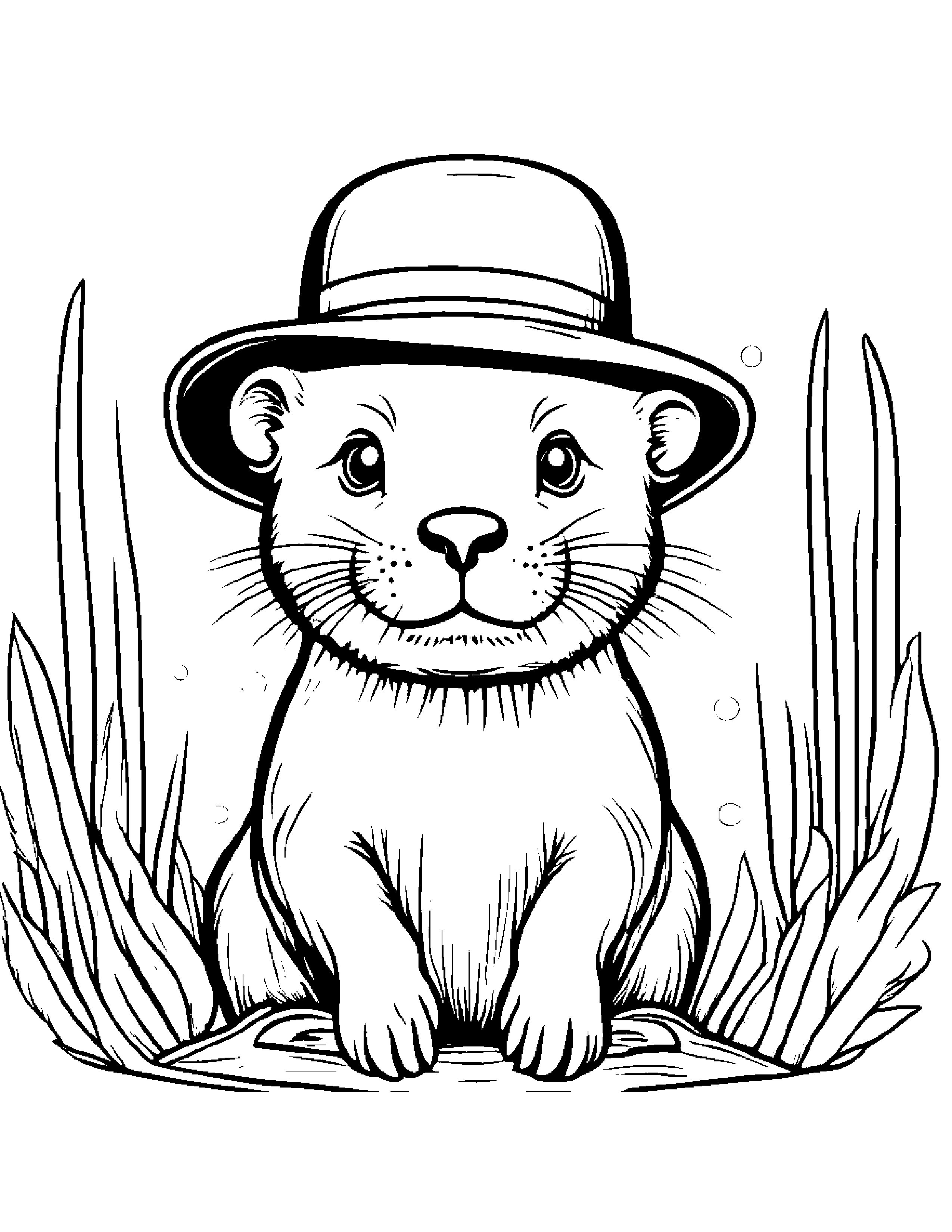 Tiny Otter Wearing A Hat #2 Coloring Page (Free Printable PDF)