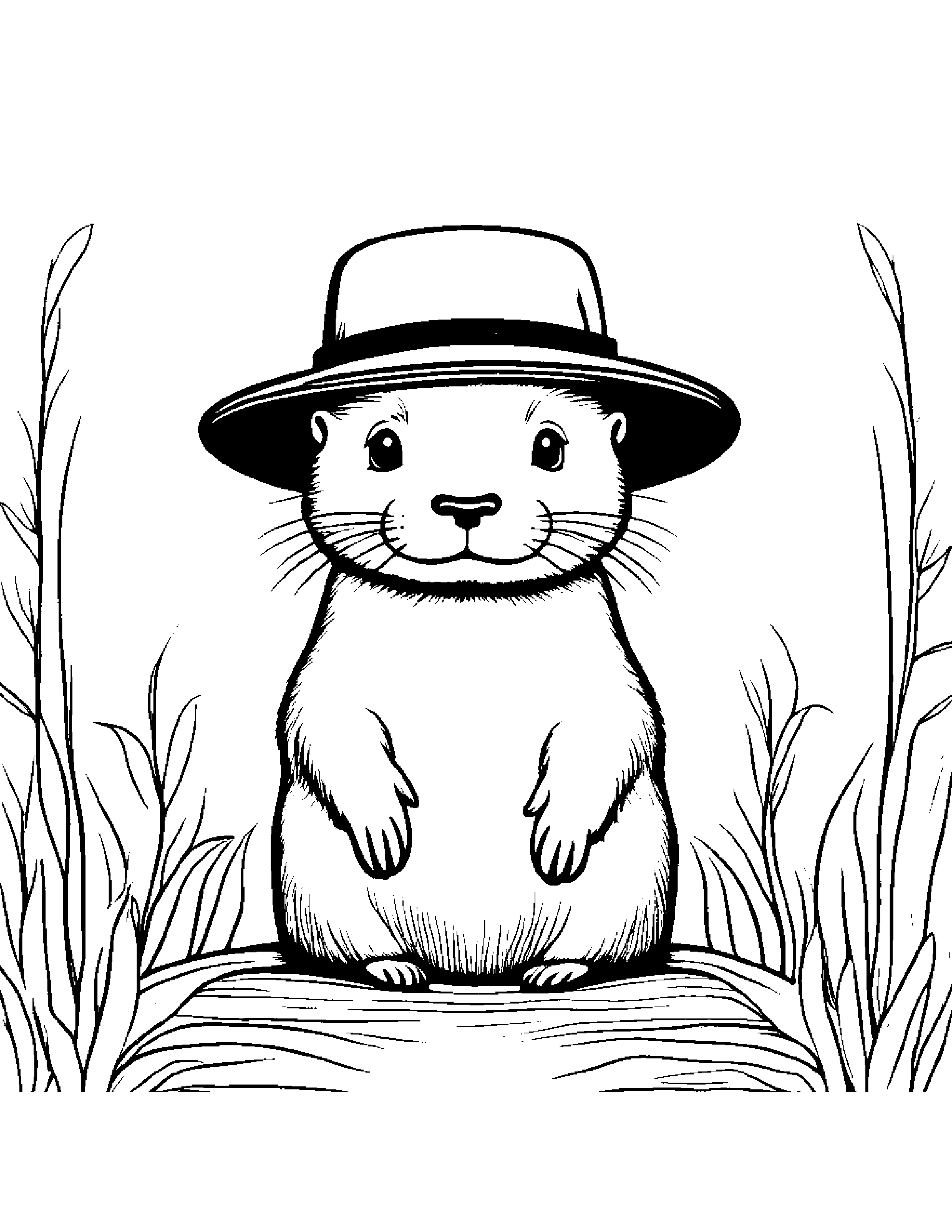 Tiny Otter Wearing A Hat Coloring Page (Free Printable PDF)