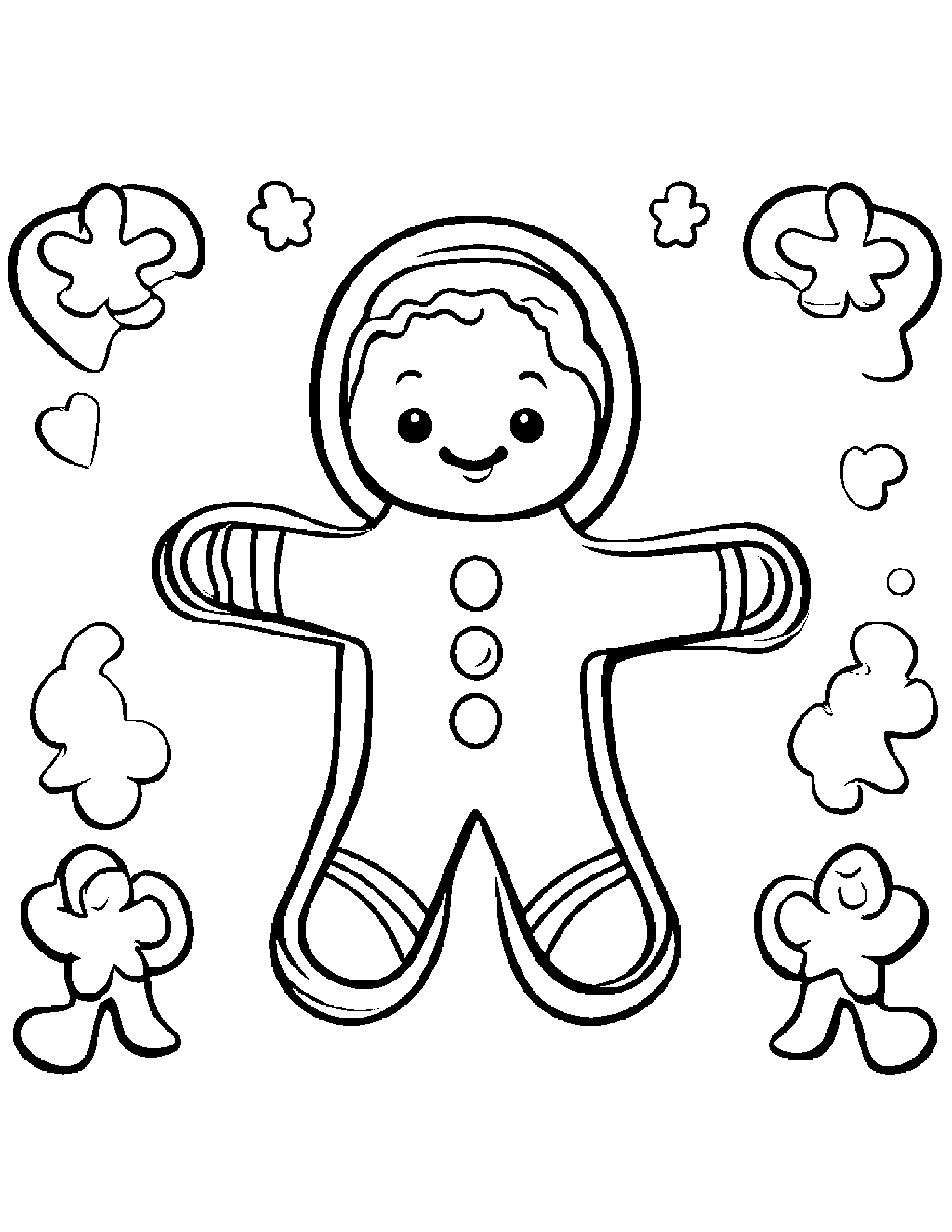 Little Gingerbread Cookie #2 Coloring Page (Free Printable PDF)