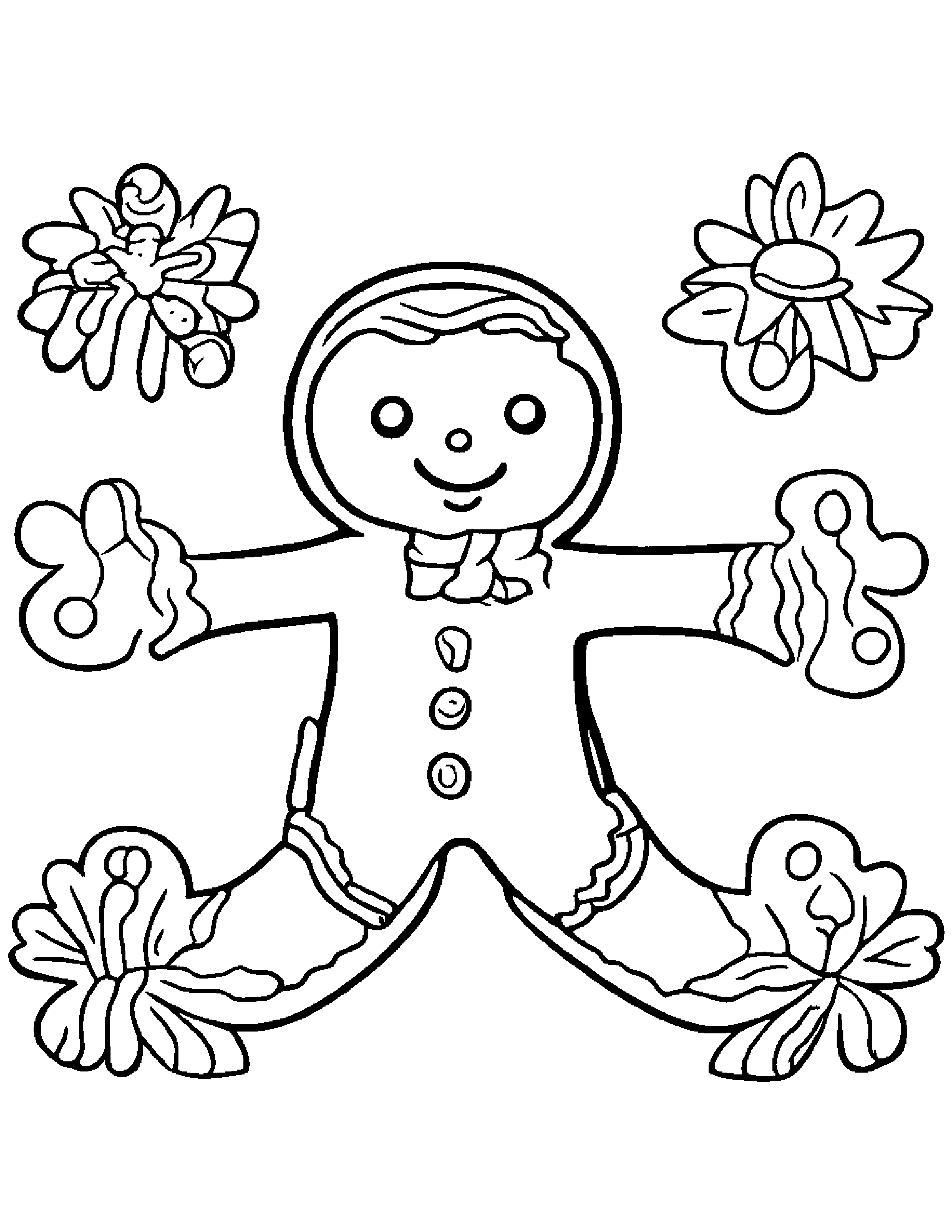 Little Gingerbread Cookie #3 Coloring Page (Free Printable PDF)