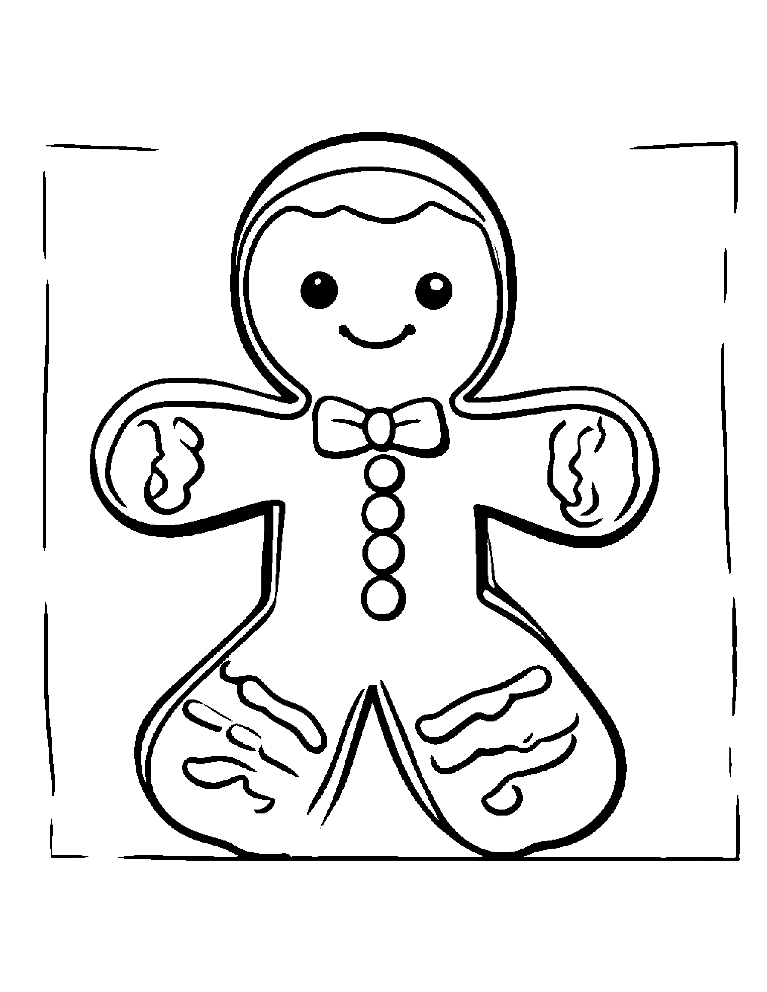 Little Gingerbread Cookie #4 Coloring Page (Free Printable PDF)