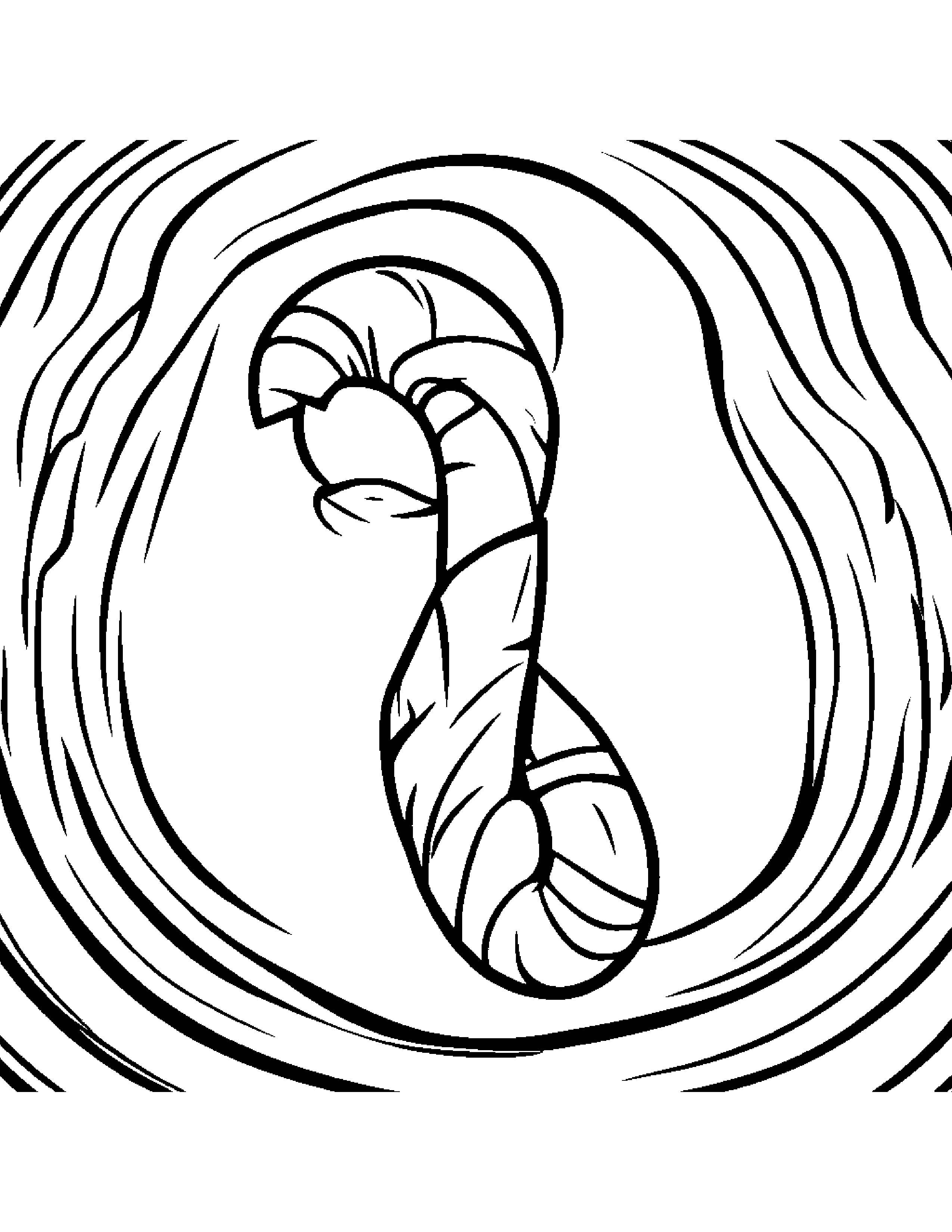 Smiling Candy Cane #2 Coloring Page (Free Printable PDF)