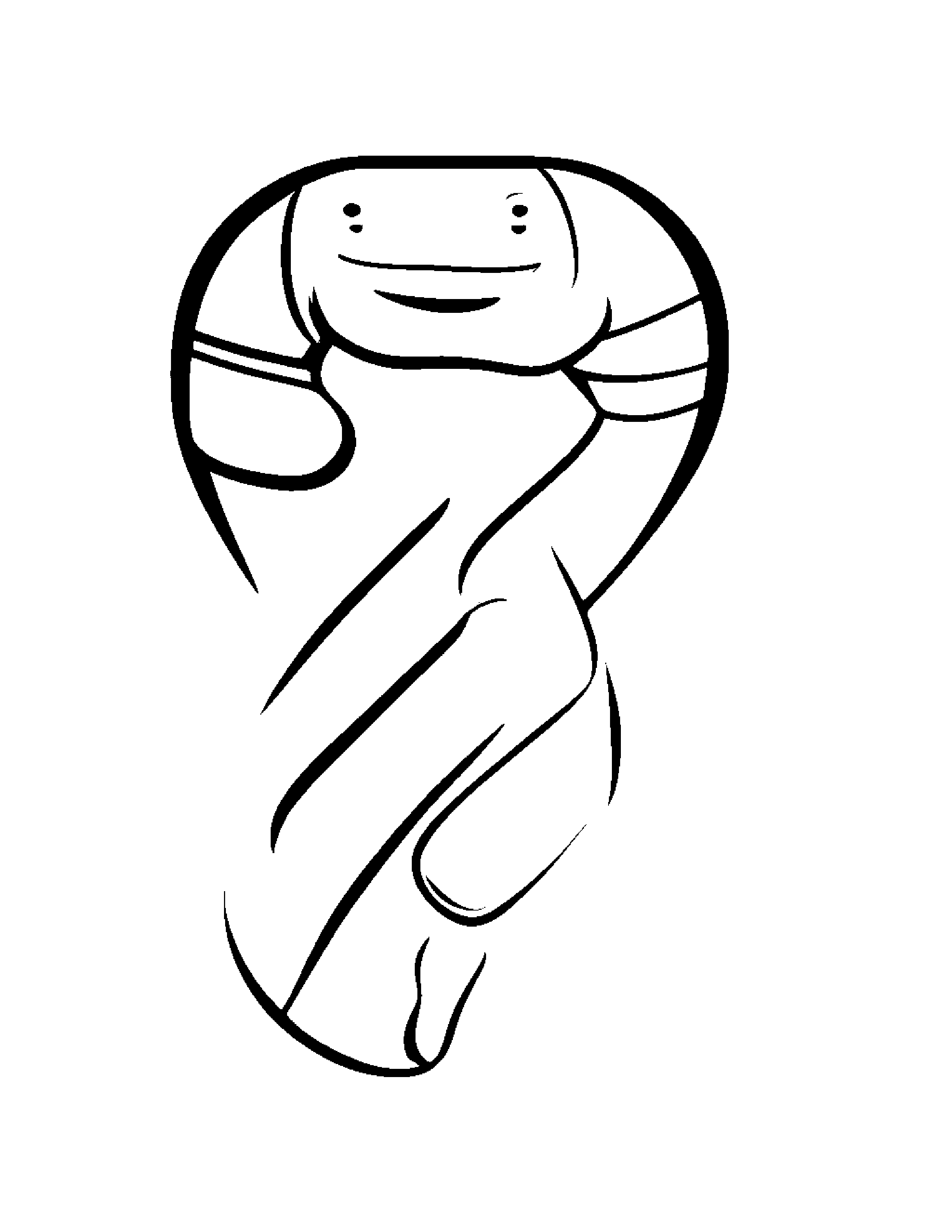 Smiling Candy Cane #4 Coloring Page (Free Printable PDF)