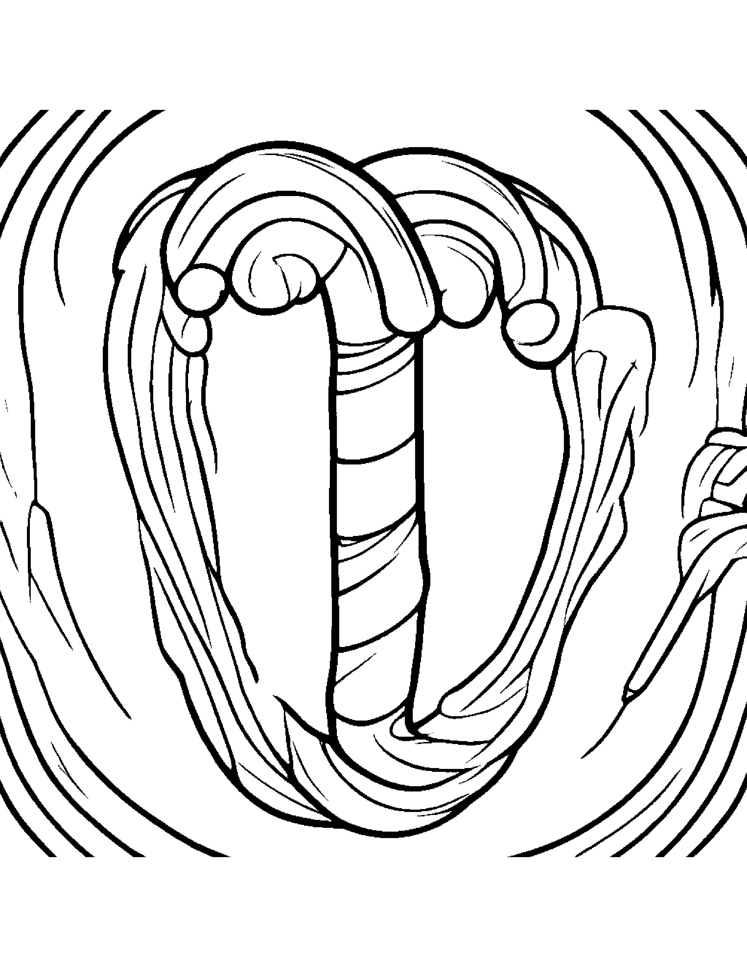 Smiling Candy Cane Coloring Page (Free Printable PDF)
