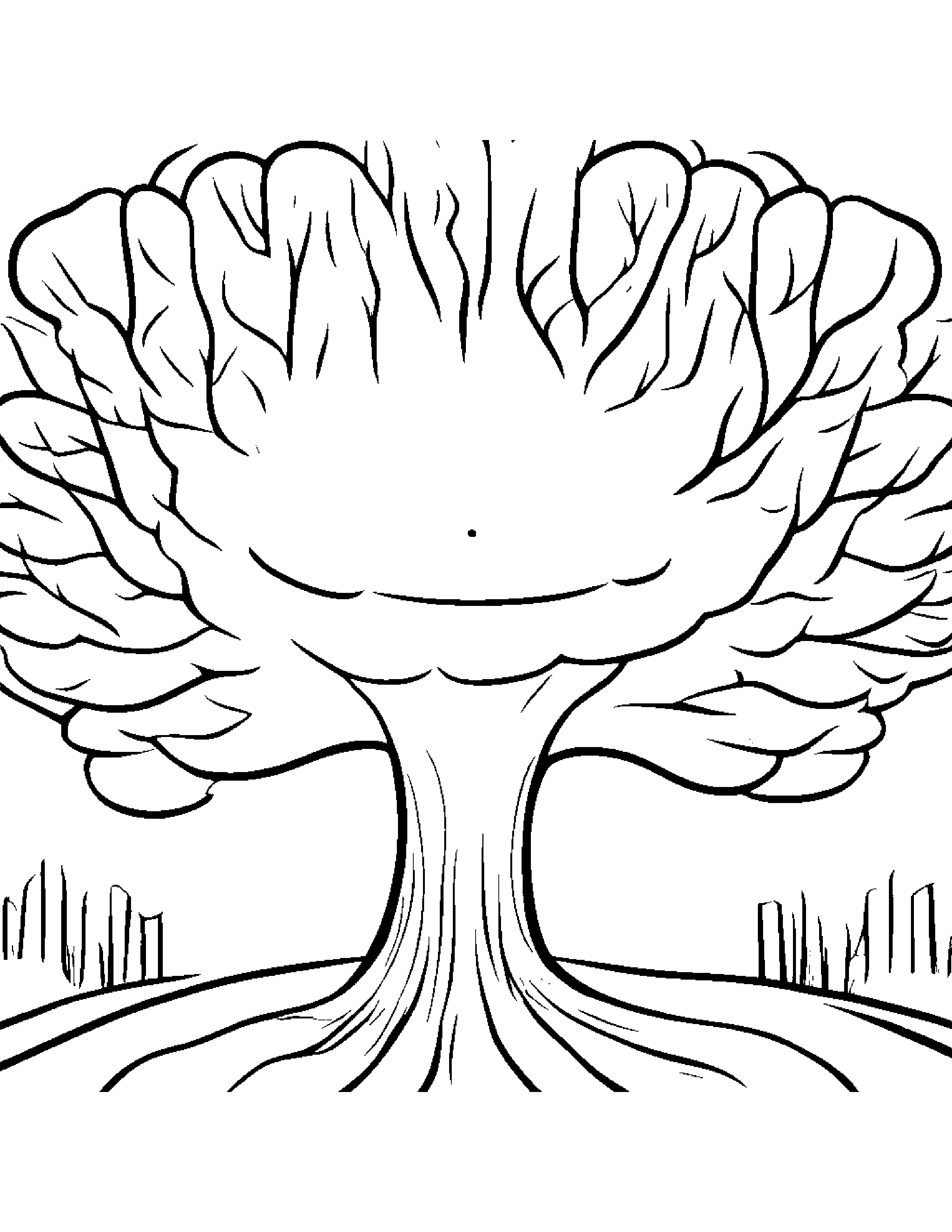 Smiling Snowy Tree #2 Coloring Page (Free Printable PDF)