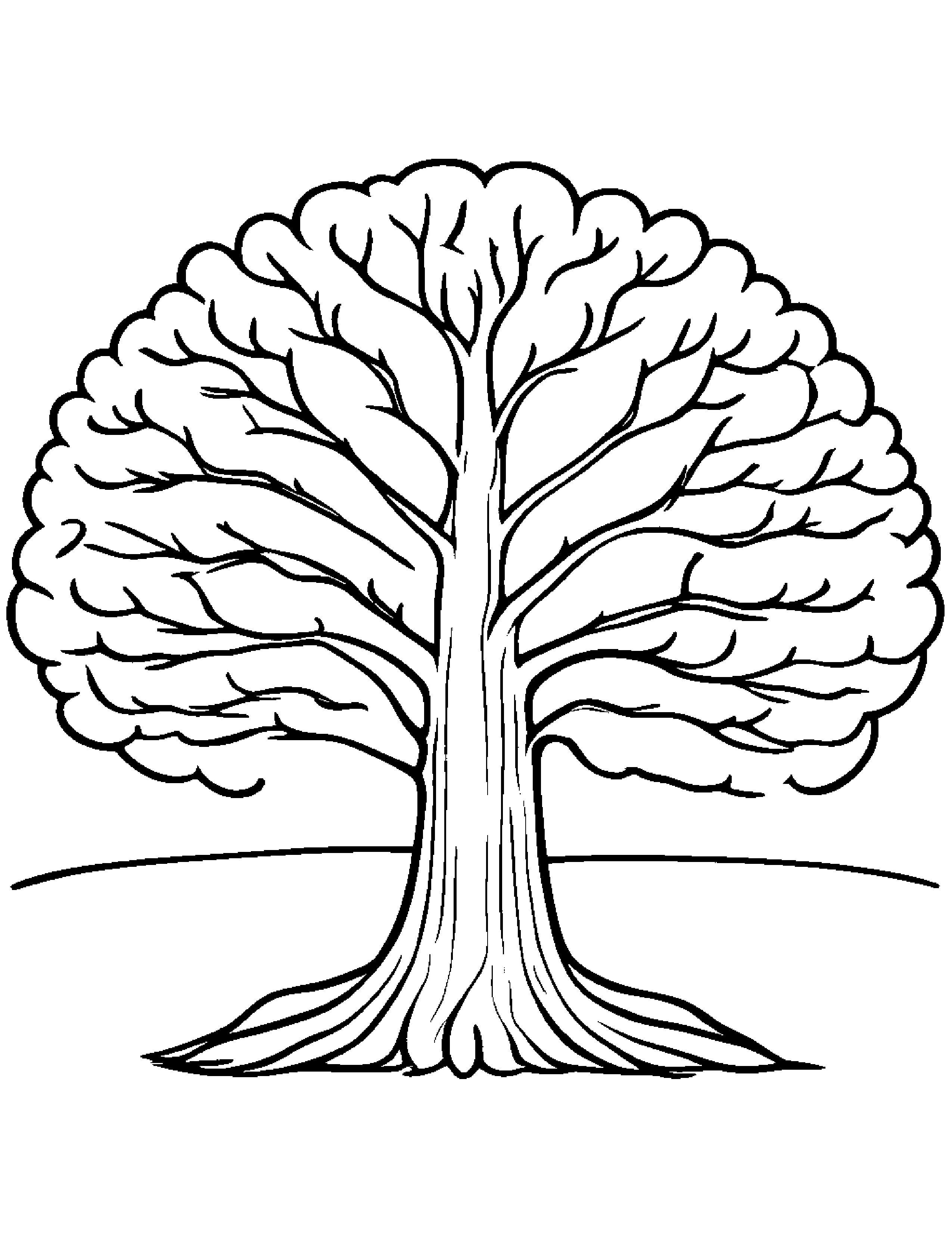 Smiling Snowy Tree #3 Coloring Page (Free Printable PDF)