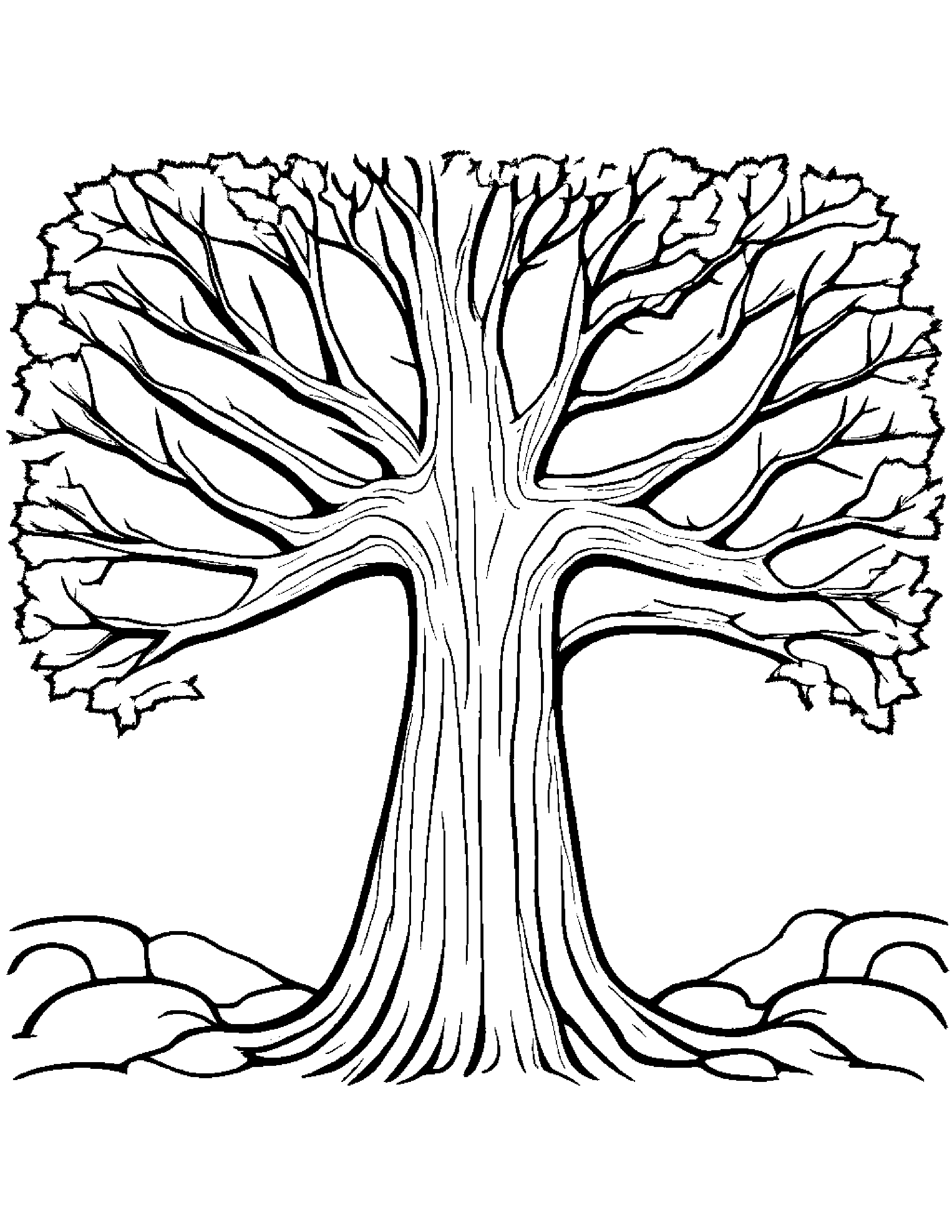 Smiling Snowy Tree #4 Coloring Page (Free Printable PDF)