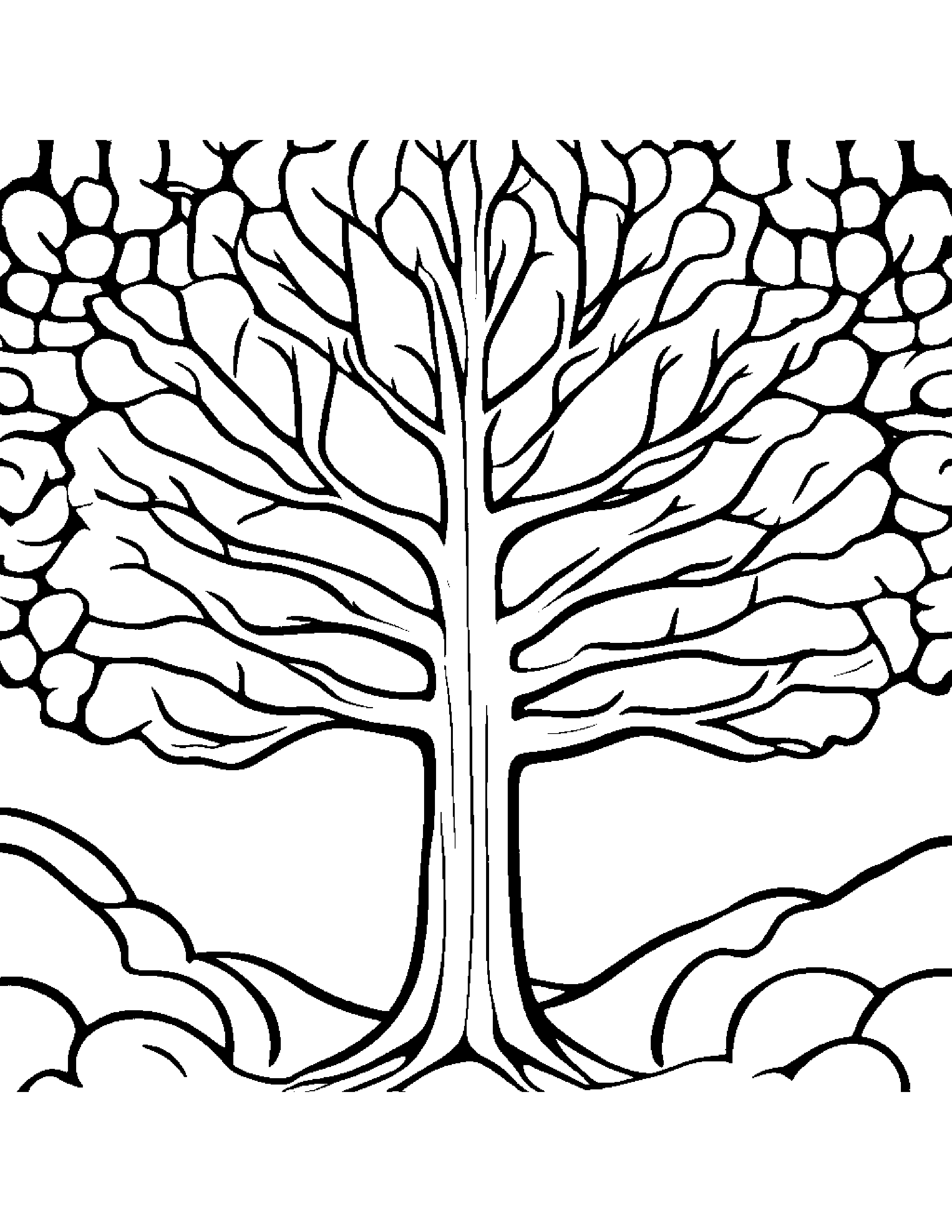 Smiling Snowy Tree Coloring Page (Free Printable PDF)