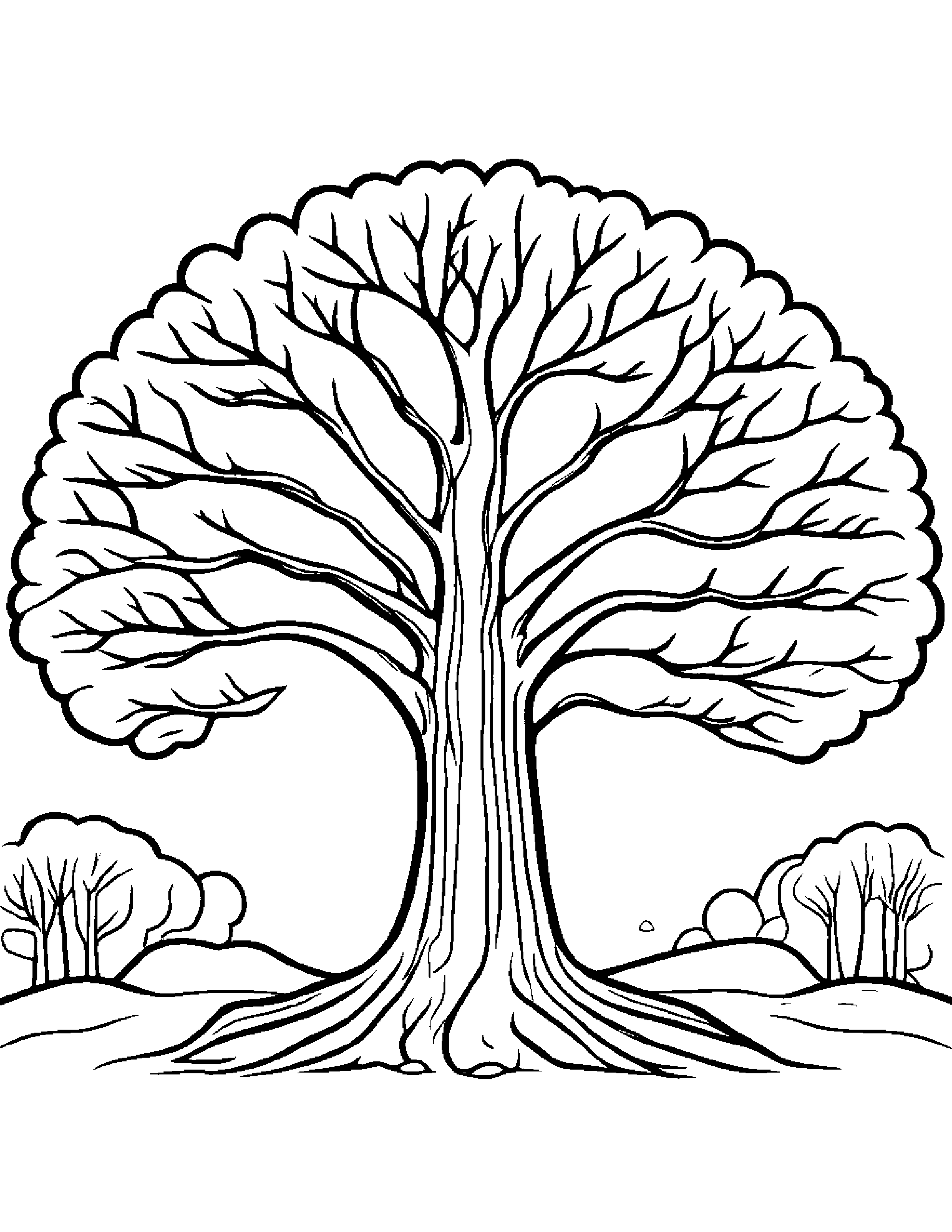 Snowy Tree #3 Coloring Page (Free Printable PDF)