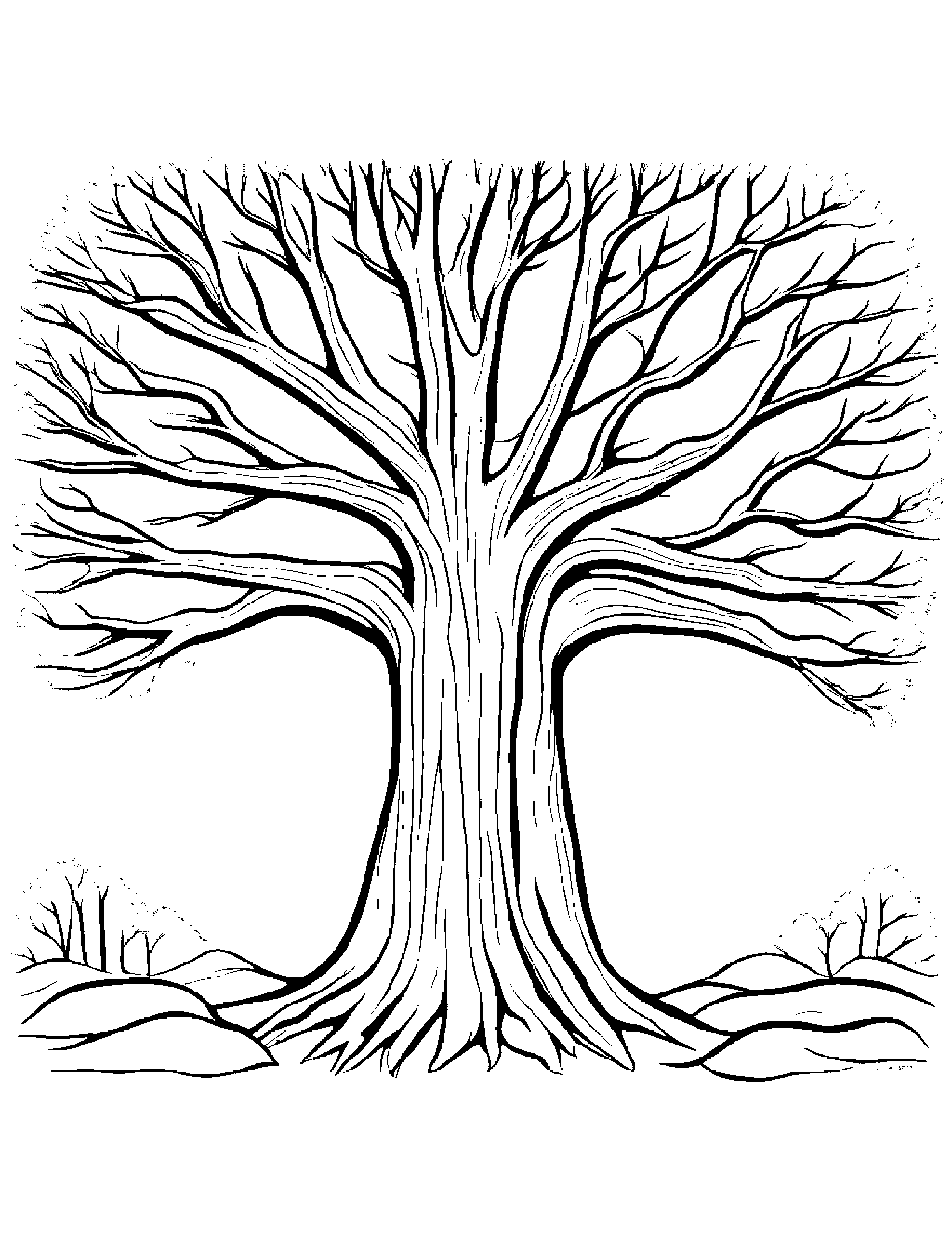 Snowy Tree #4 Coloring Page (Free Printable PDF)