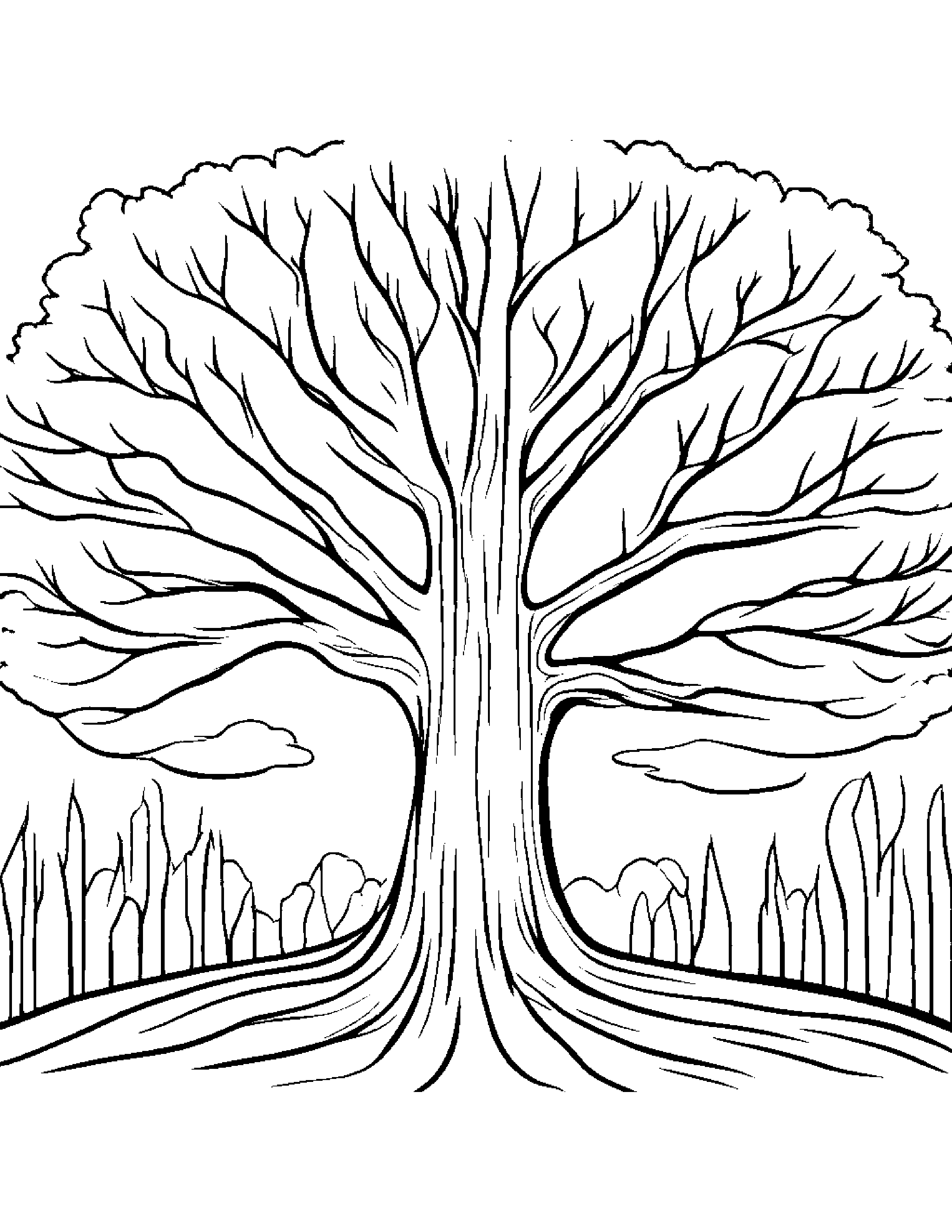 Snowy Tree Coloring Page (Free Printable PDF)