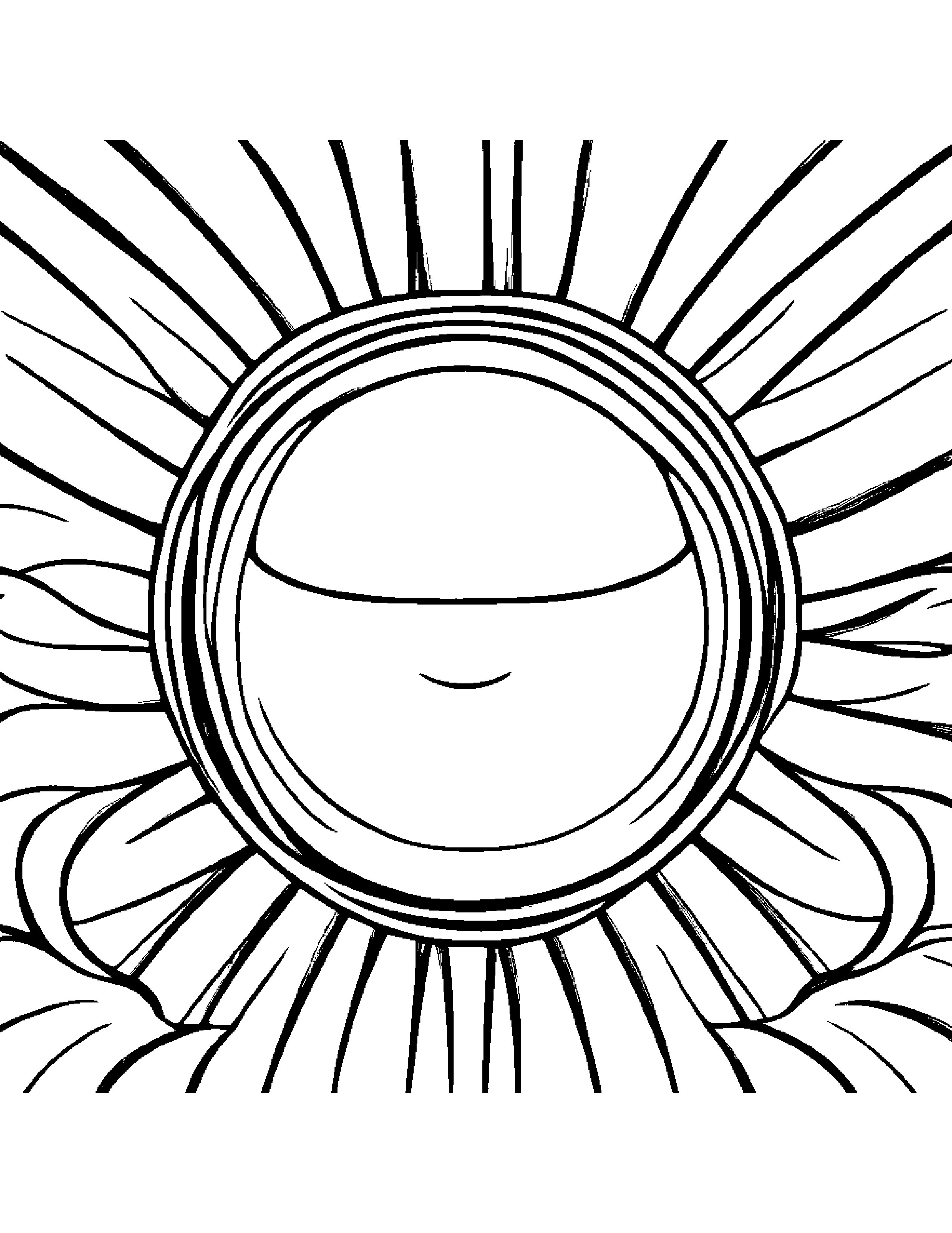 Gentle Sun Wearing A Hat Coloring Page (Free Printable PDF)