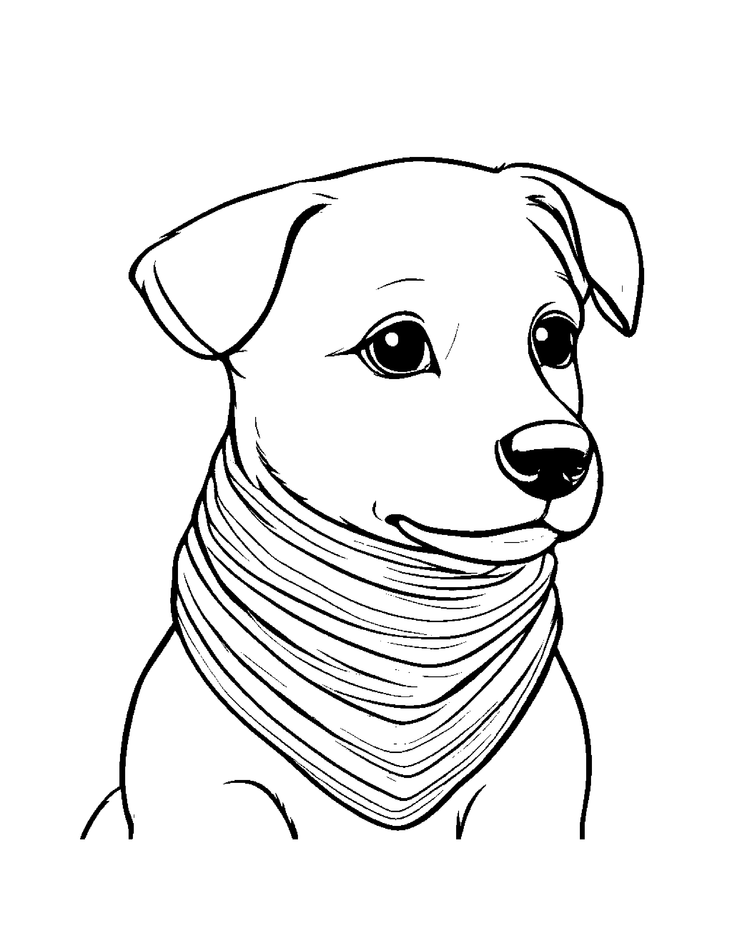 Puppy With Scarf Coloring Page (Free Printable PDF)