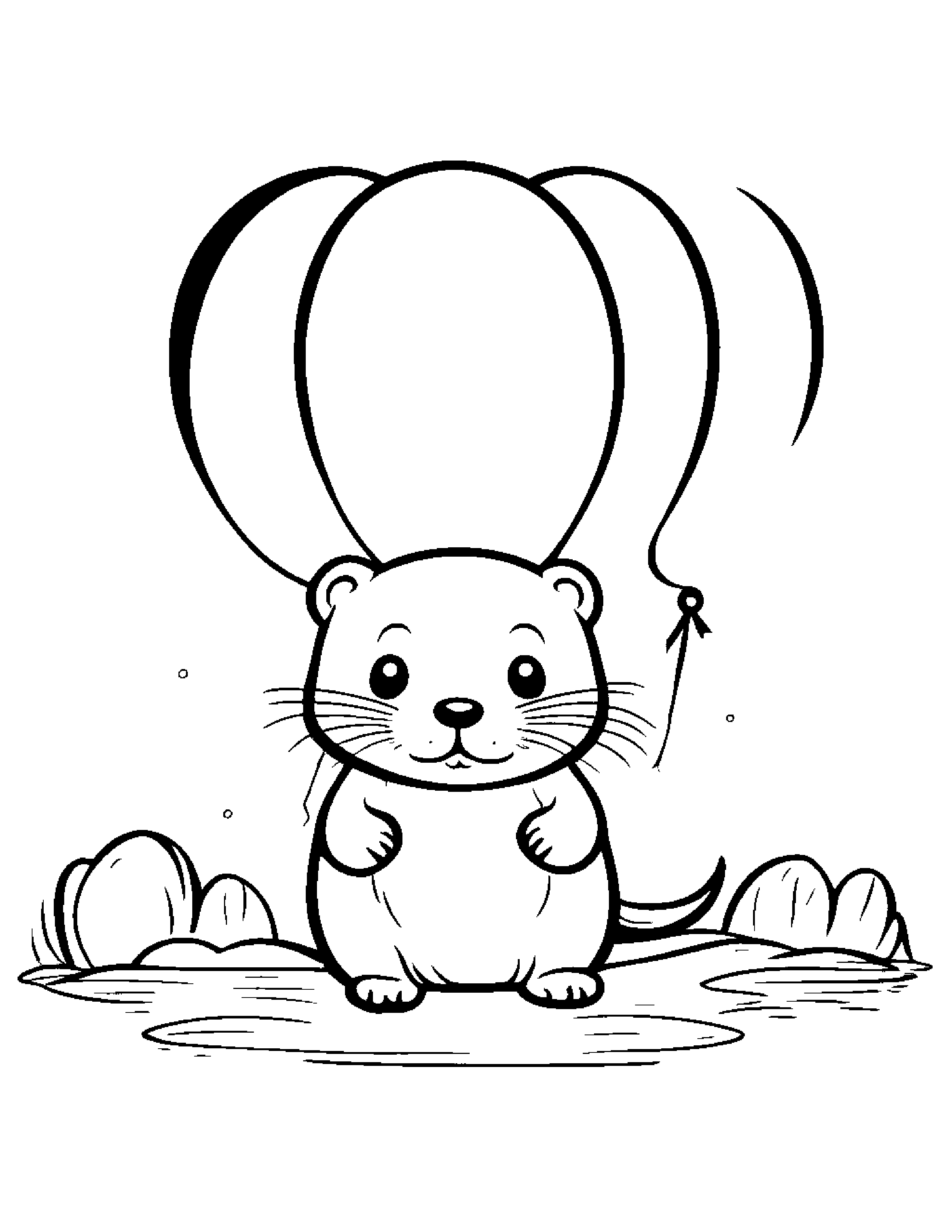 Tiny Otter With Balloon #2 Coloring Page (Free Printable PDF)