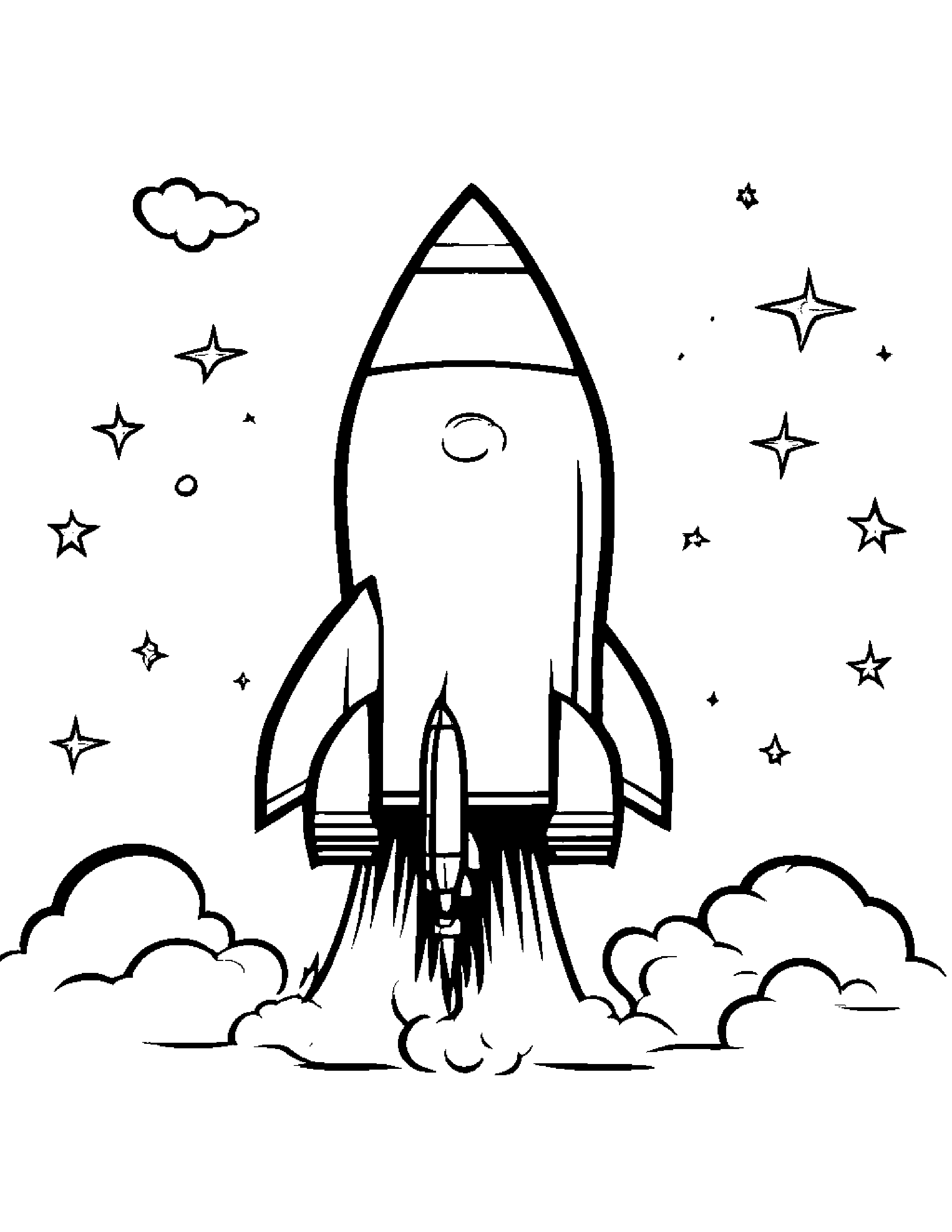 Happy Rocket #2 Coloring Page (Free Printable PDF)