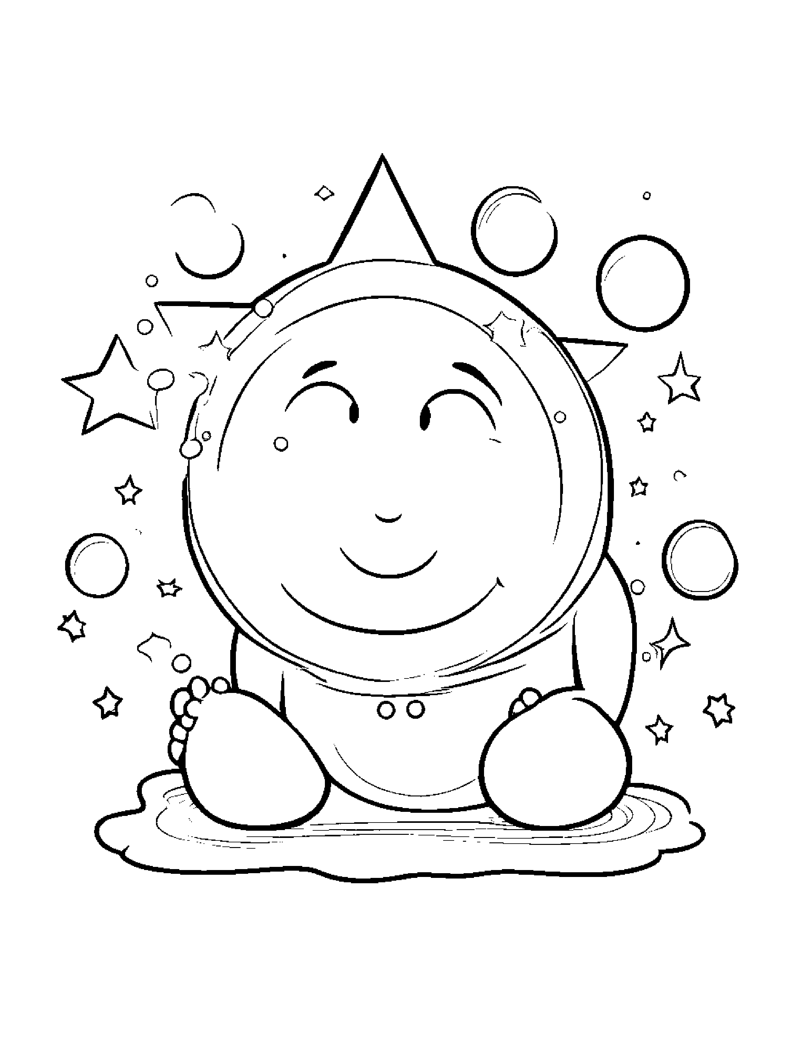 Little Sleepy Star Blowing Bubbles #2 Coloring Page (Free Printable PDF)