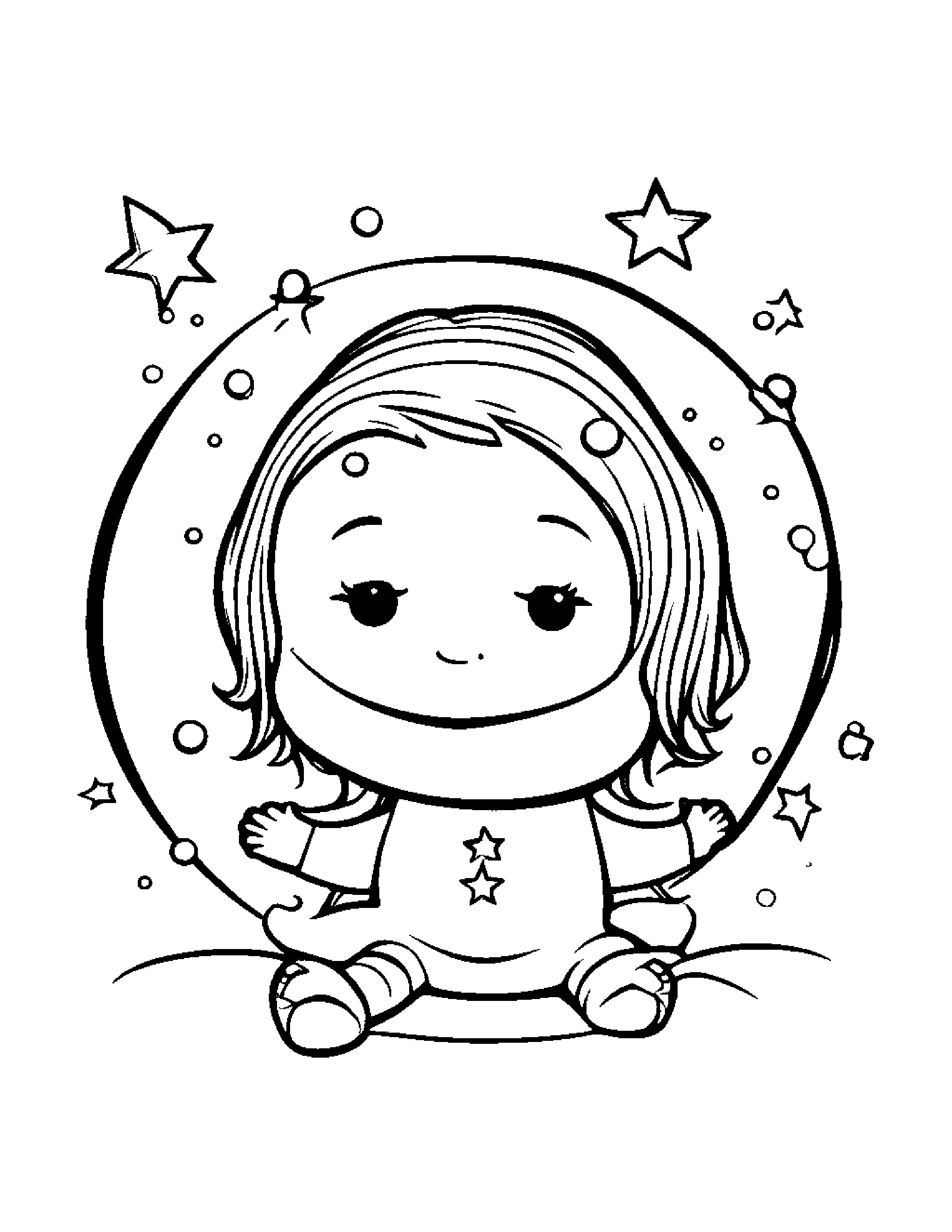 Little Sleepy Star Blowing Bubbles Coloring Page (Free Printable PDF)