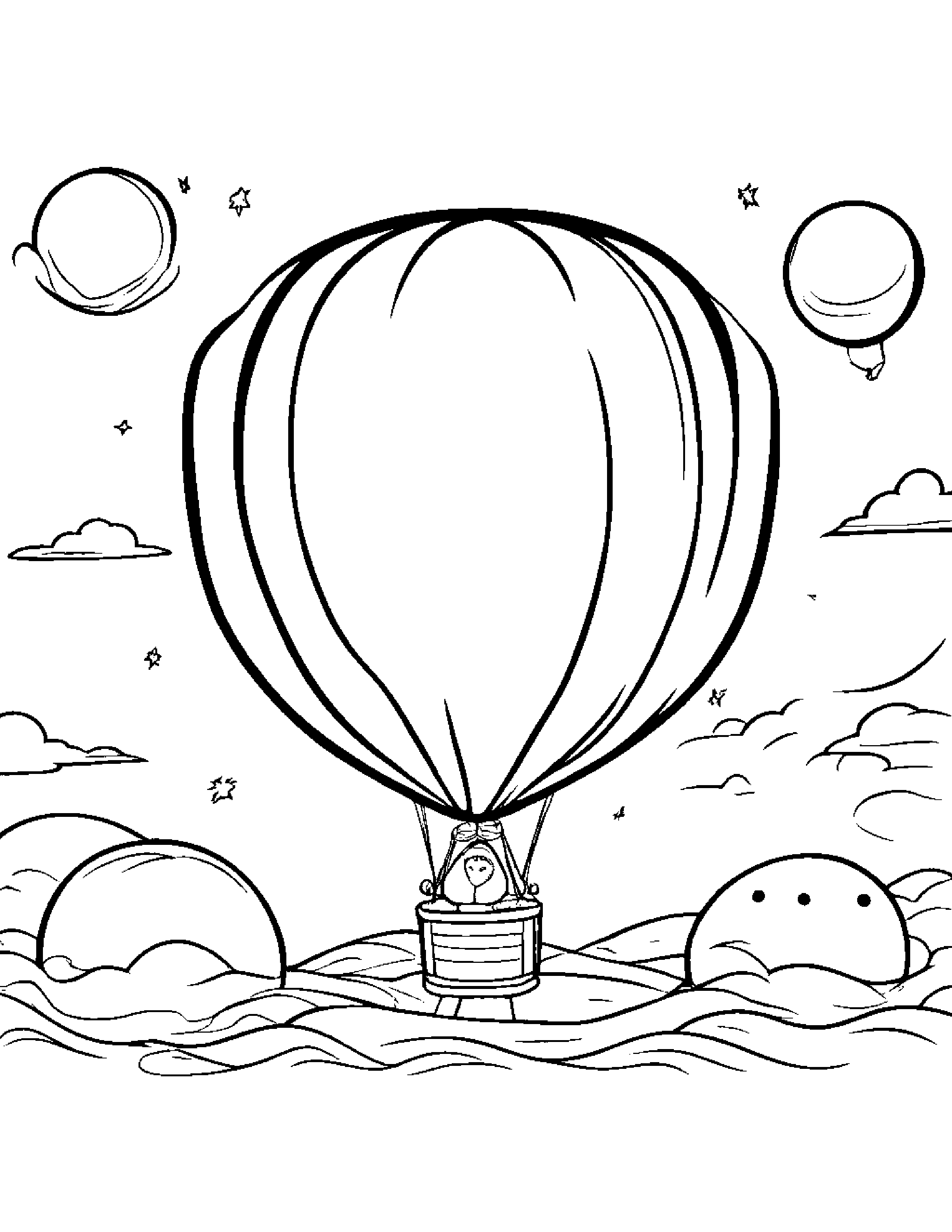 Planet Pals With Balloon #2 Coloring Page (Free Printable PDF)