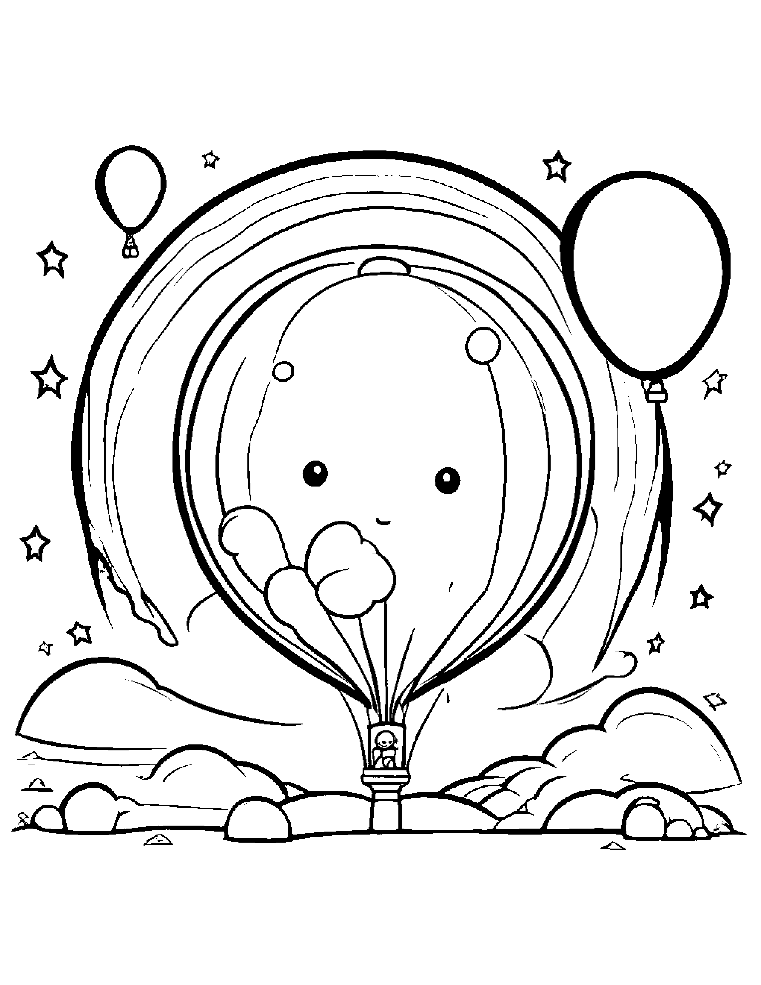 Planet Pals With Balloon Coloring Page (Free Printable PDF)