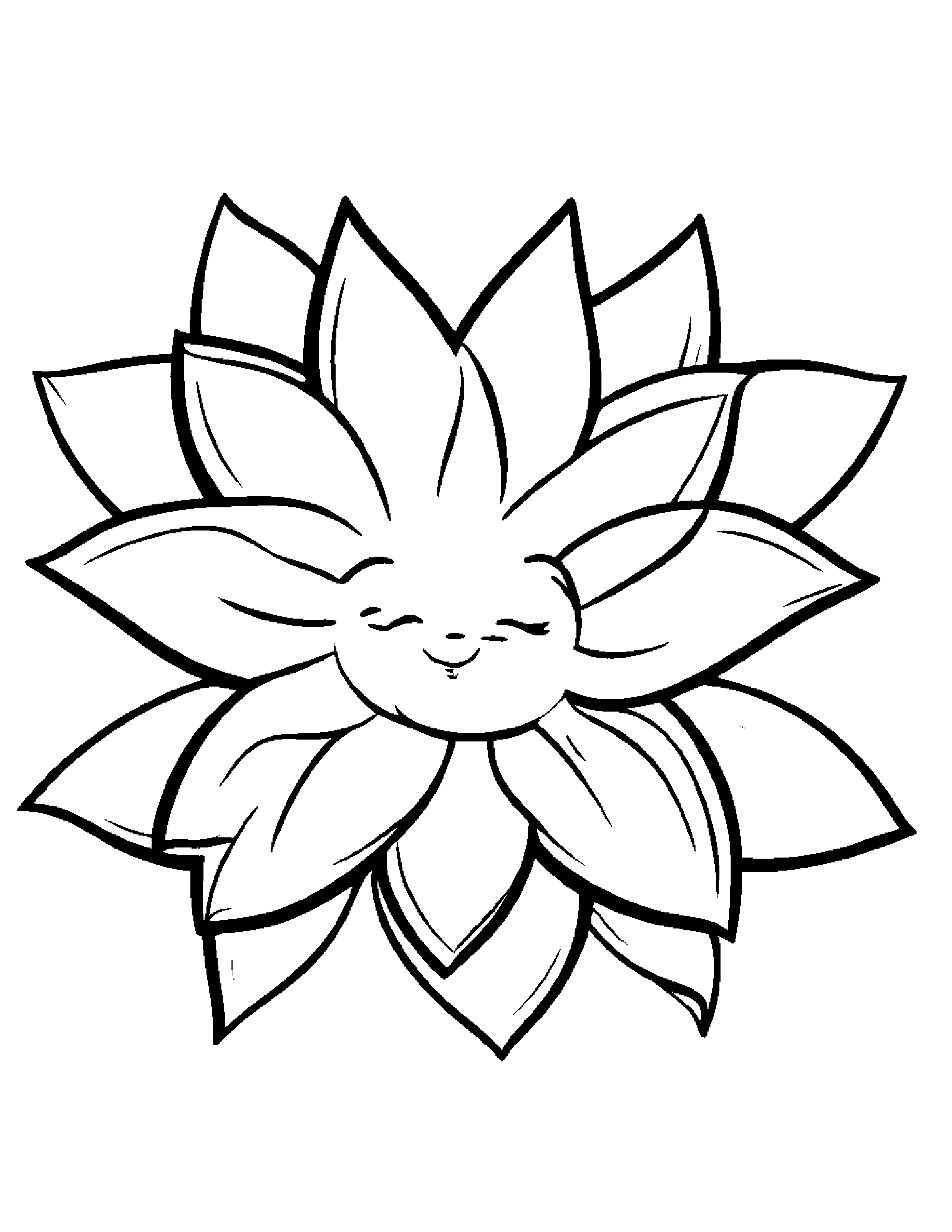Sleepy Star With A Flower #2 Coloring Page (Free Printable PDF)