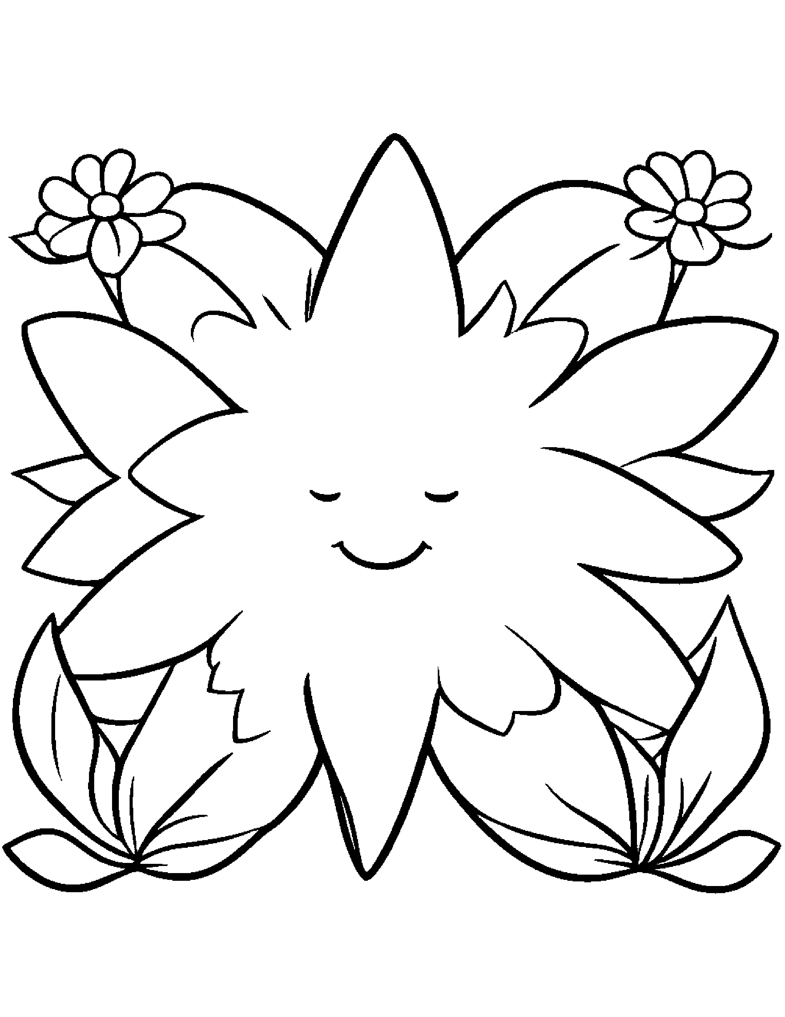 Sleepy Star With A Flower Coloring Page (Free Printable PDF)