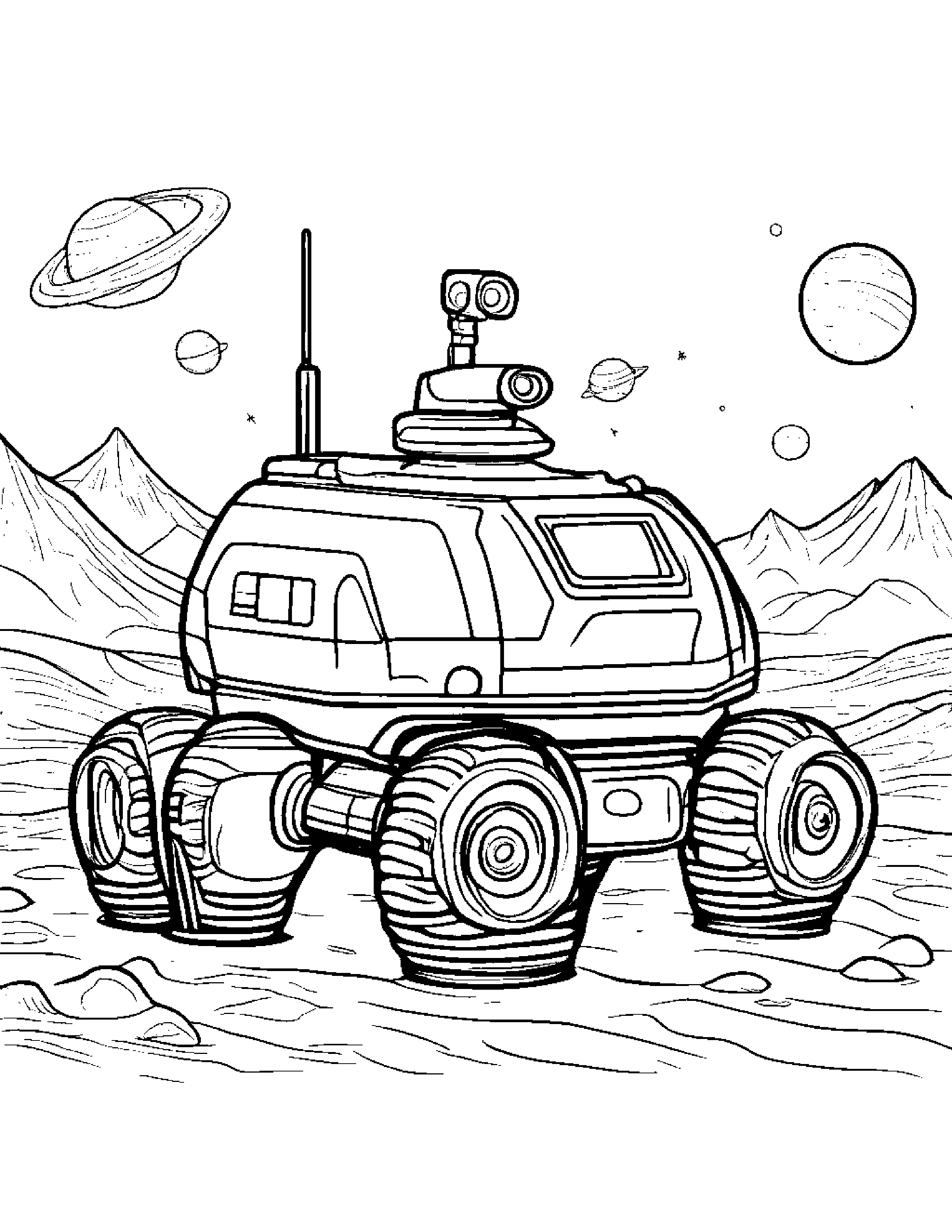 Space Rover #2 Coloring Page (Free Printable PDF)