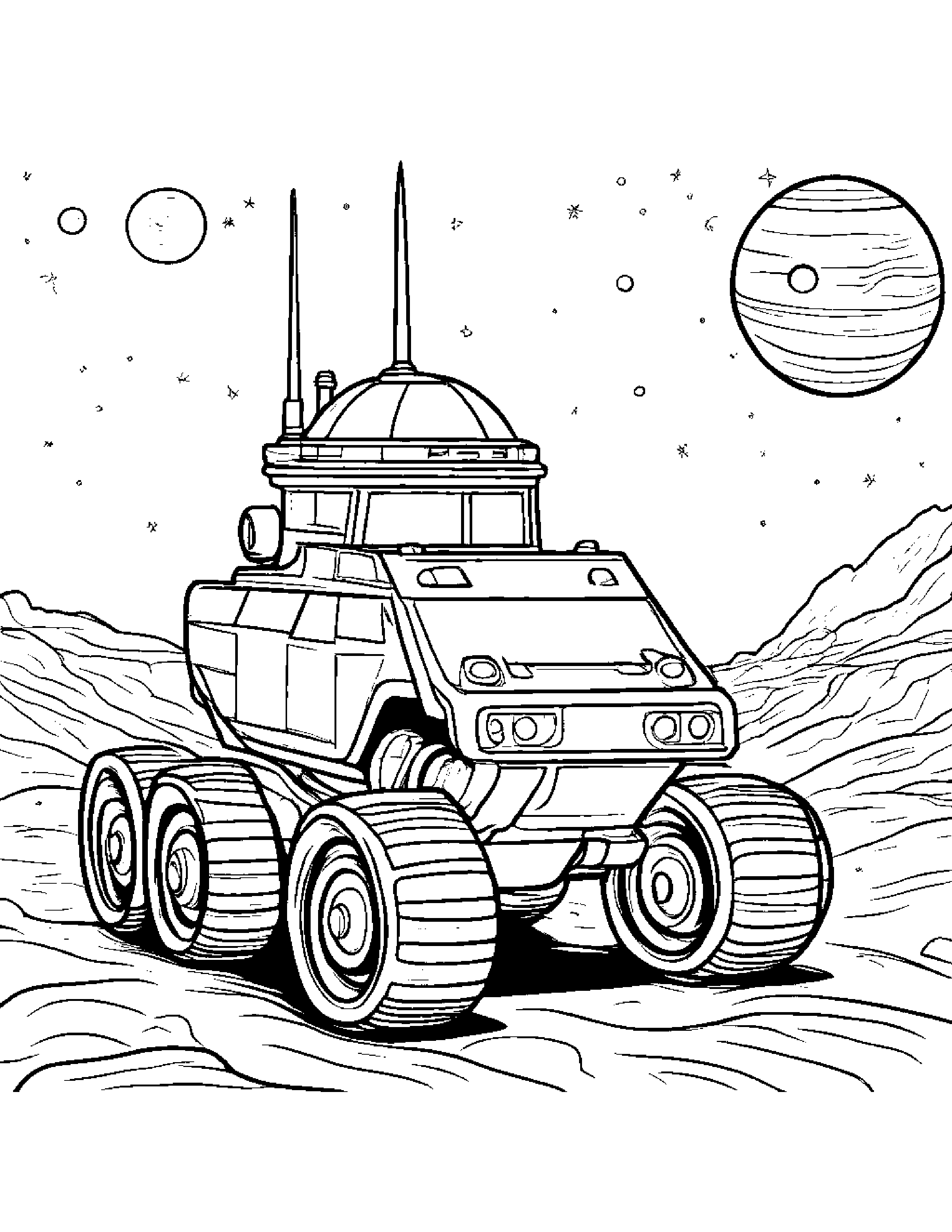 Space Rover Coloring Page (Free Printable PDF)