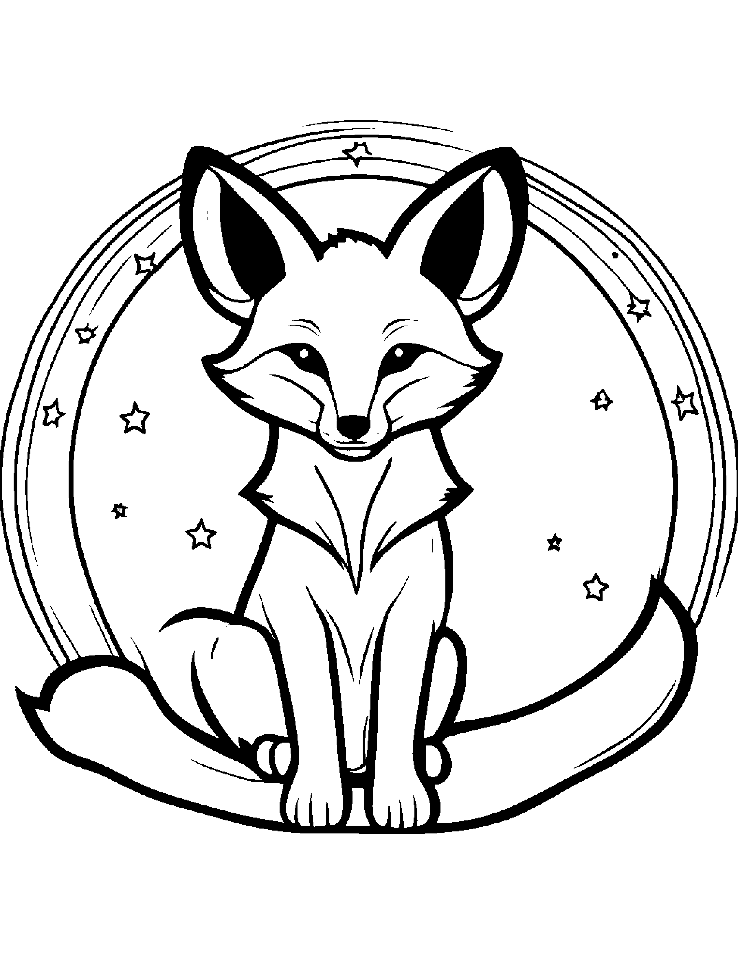 Fox With A Star #2 Coloring Page (Free Printable PDF)