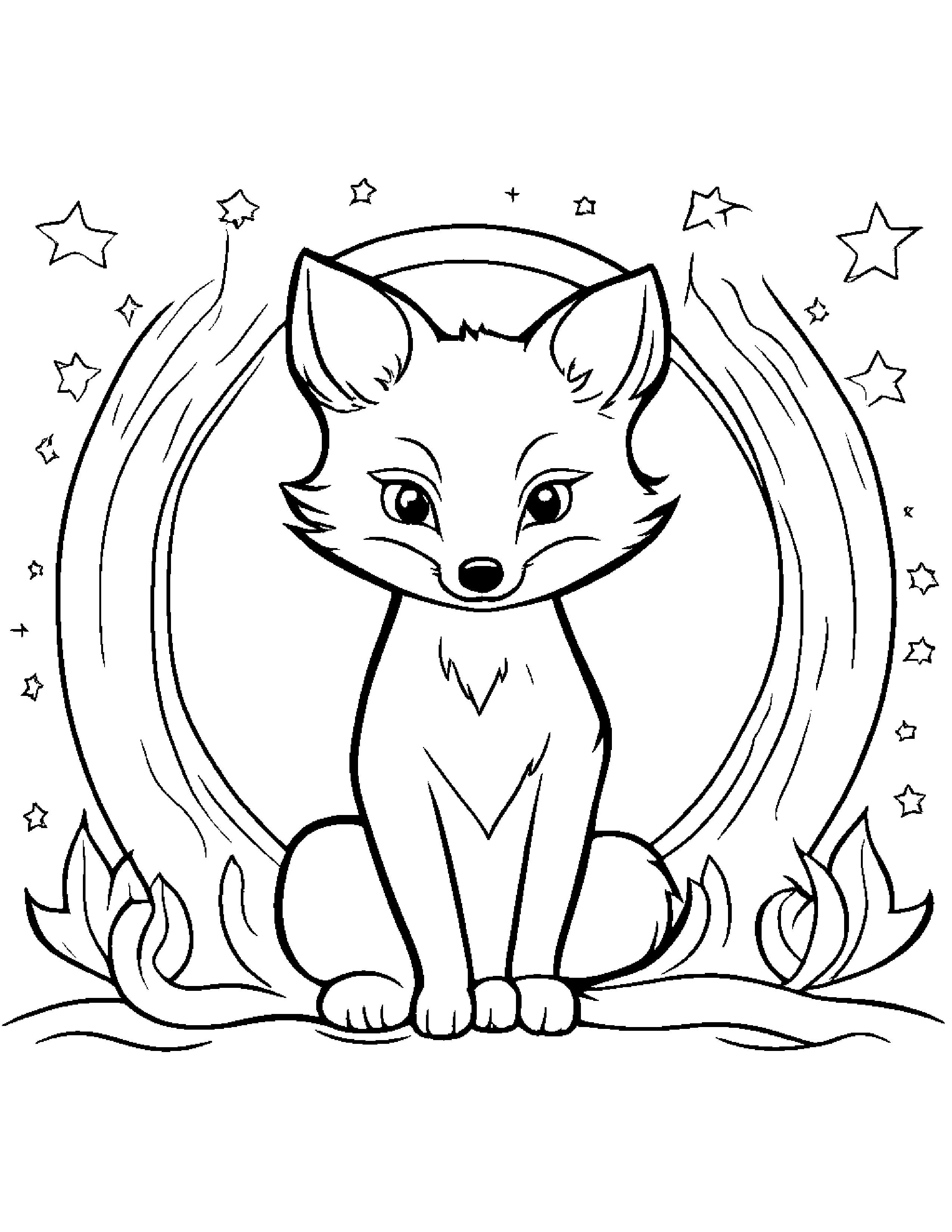 Fox With A Star Coloring Page (Free Printable PDF)