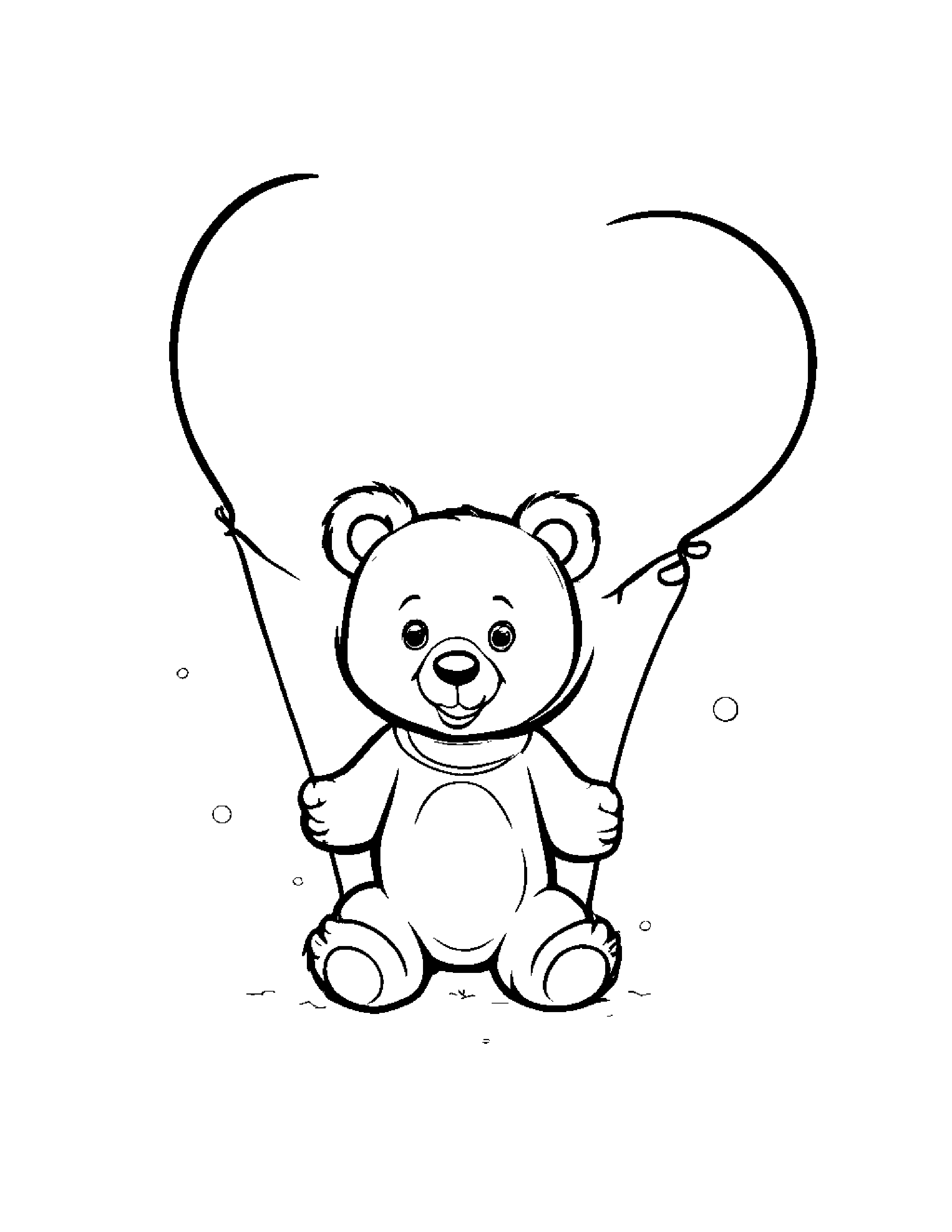 Little Bear Cub With Balloon #2 Coloring Page (Free Printable PDF)
