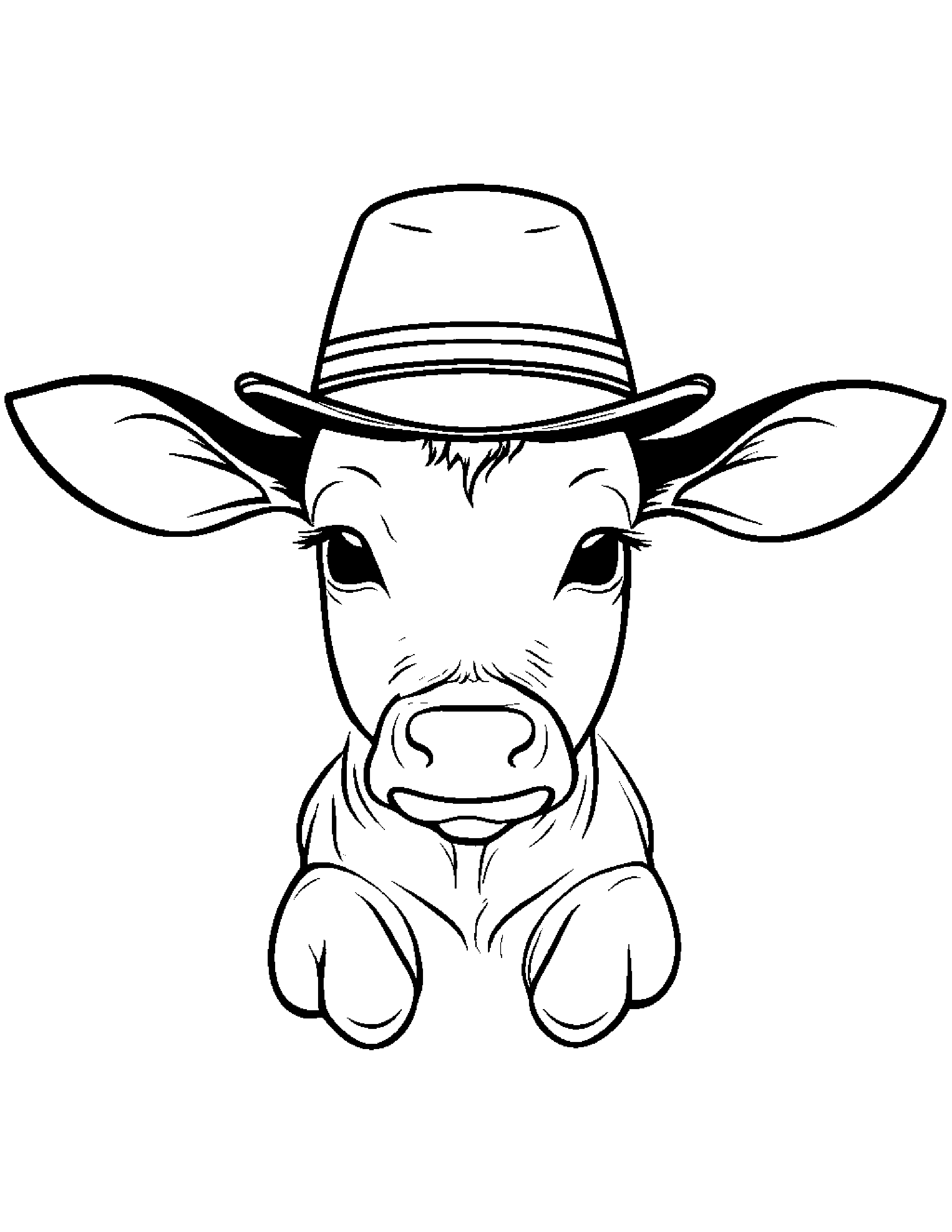 Calf With A Cute Hat Coloring Page (Free Printable PDF)