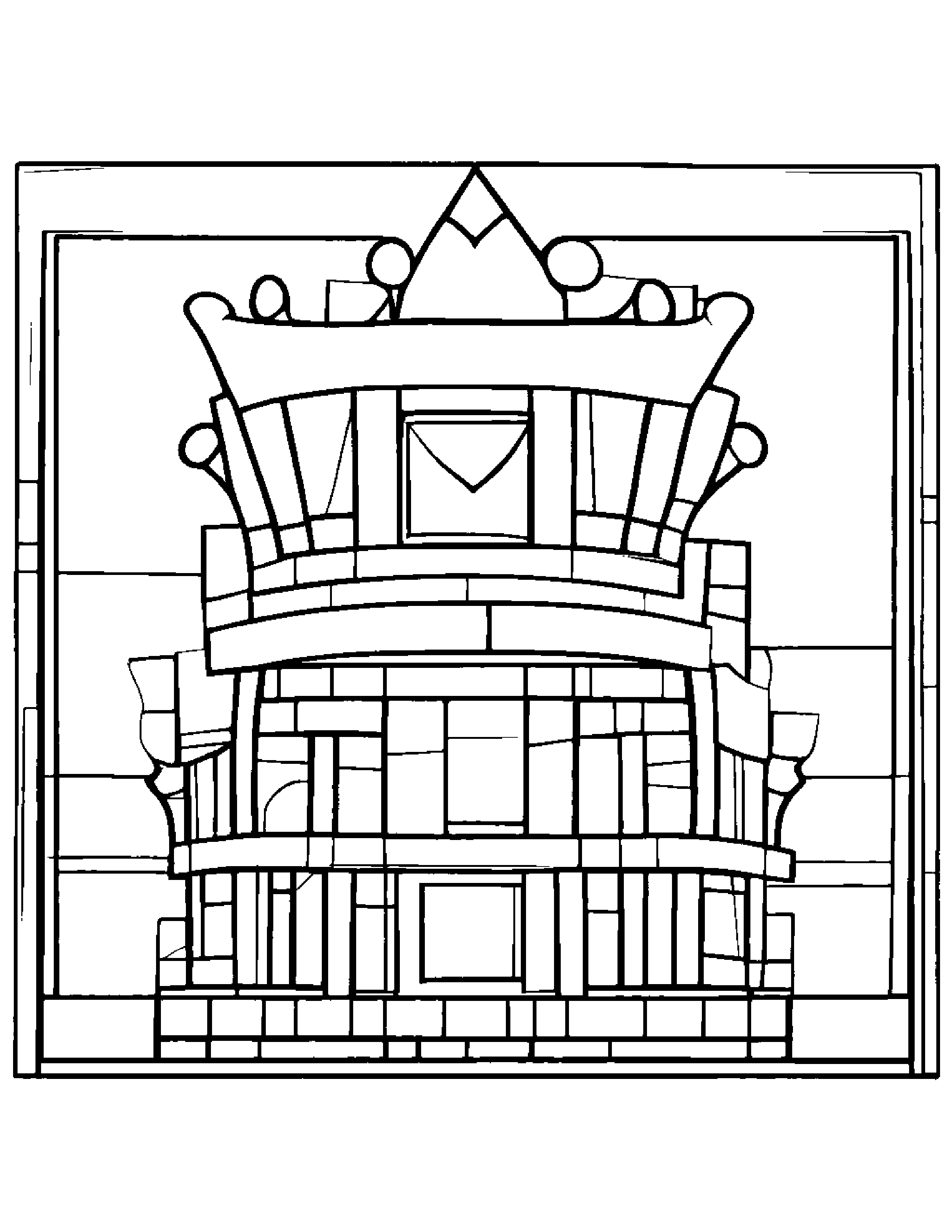Crown Stacking Blocks #3 Coloring Page (Free Printable PDF)