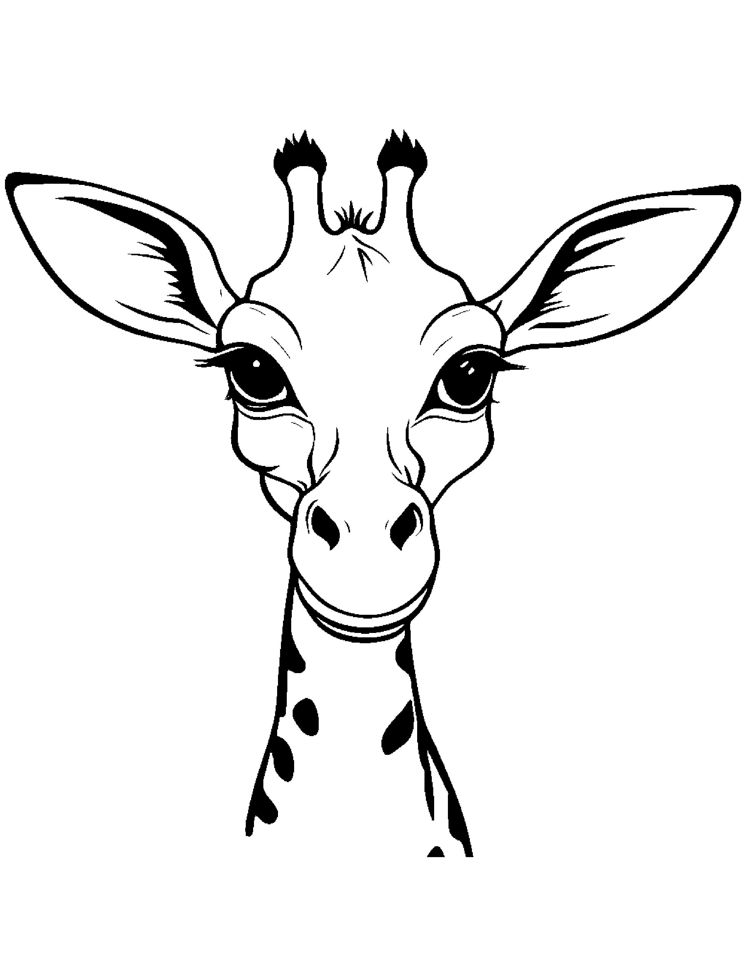 Cuddly Giraffe Calf Making Silly Faces #3 Coloring Page (Free Printable PDF)