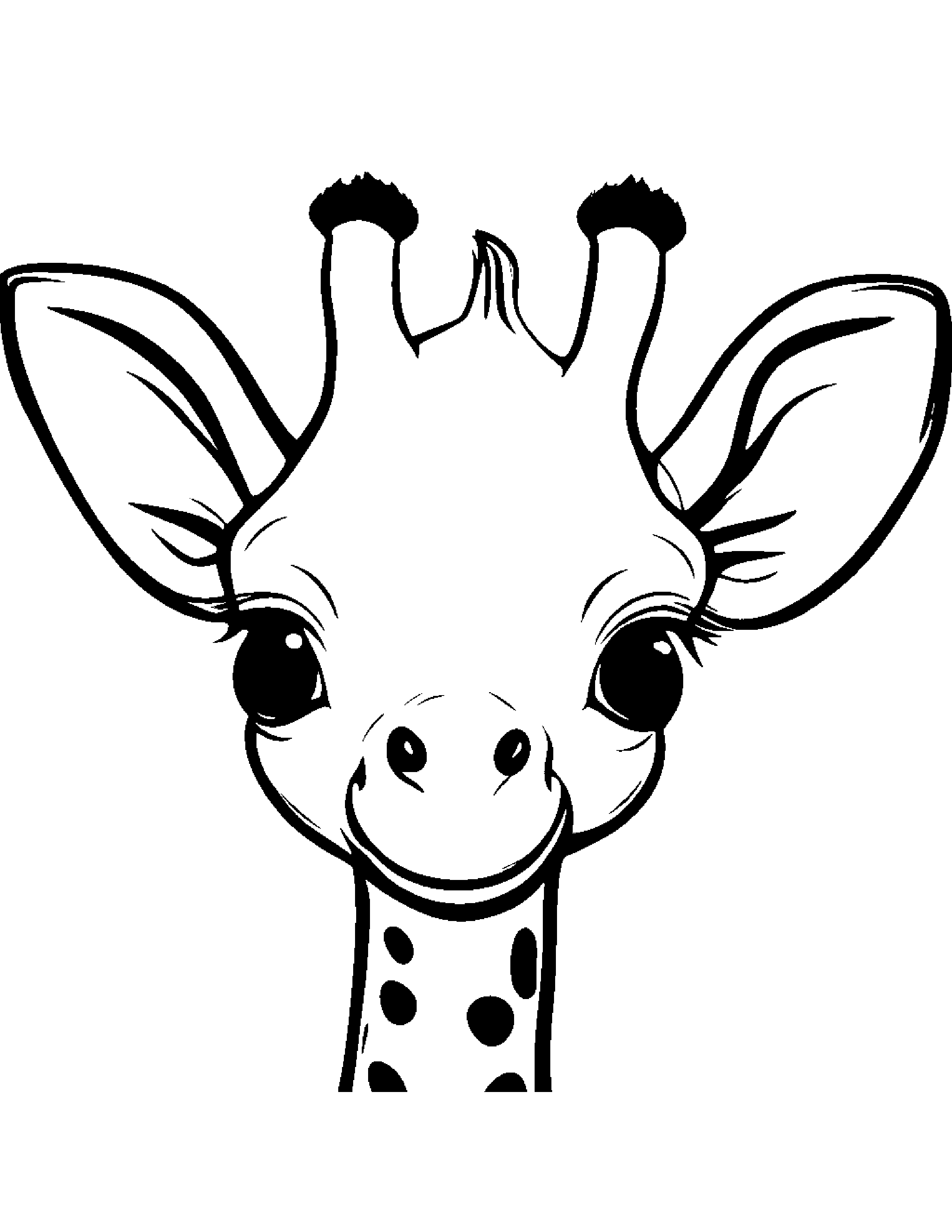 Cuddly Giraffe Calf Making Silly Faces #4 Coloring Page (Free Printable PDF)