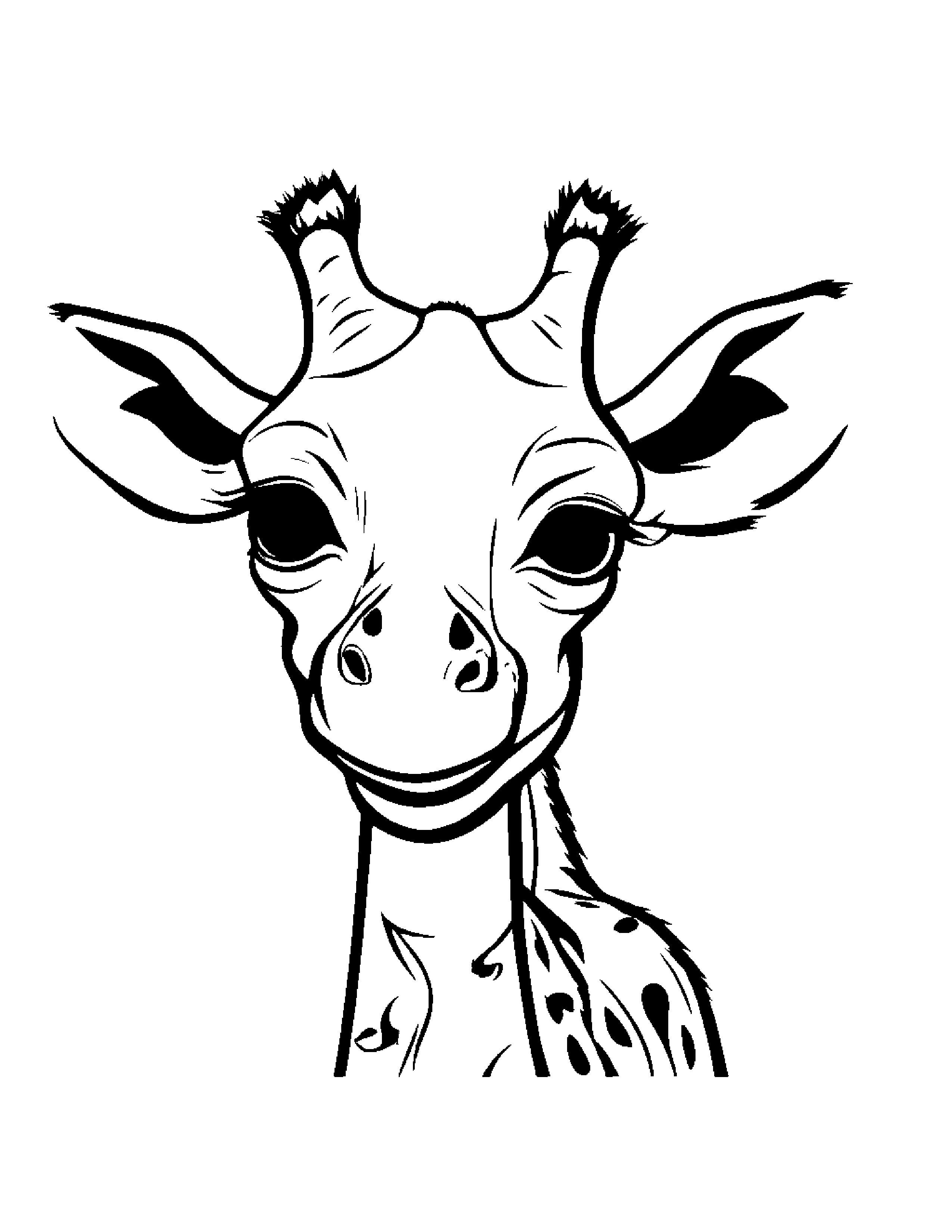 Cuddly Giraffe Calf Making Silly Faces #5 Coloring Page (Free Printable PDF)