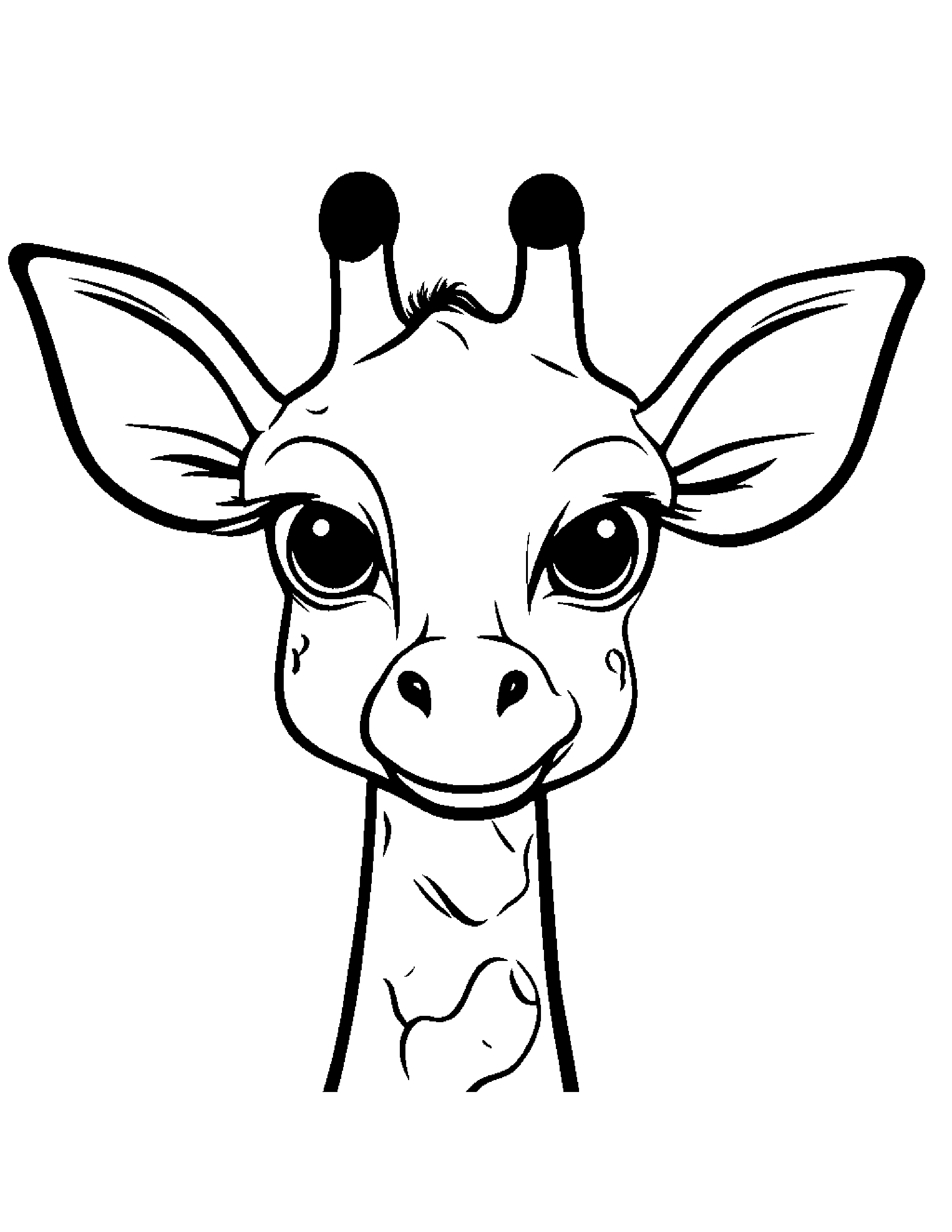 Cuddly Giraffe Calf Making Silly Faces Coloring Page (Free Printable PDF)