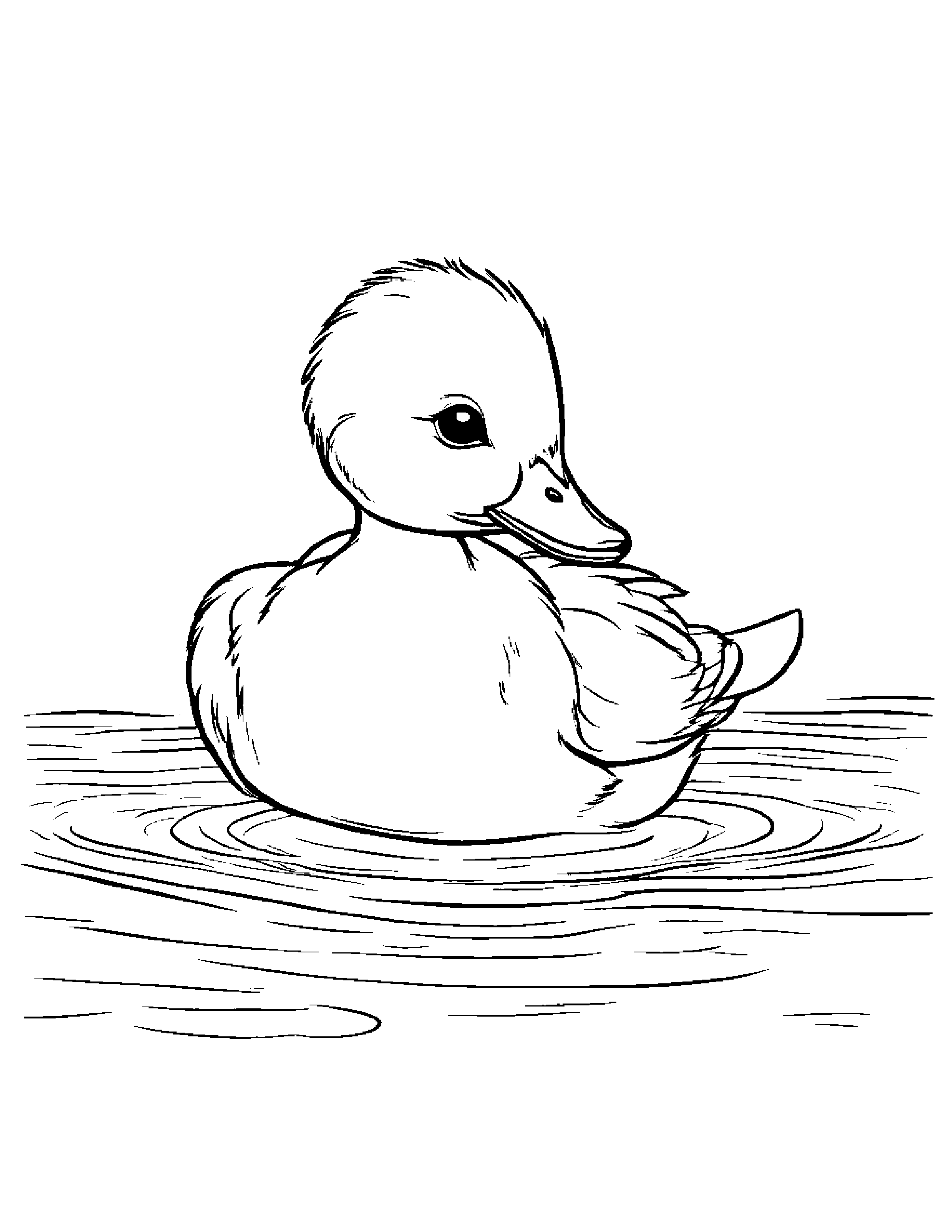 Duckling With A Tiny Bow #3 Coloring Page (Free Printable PDF)