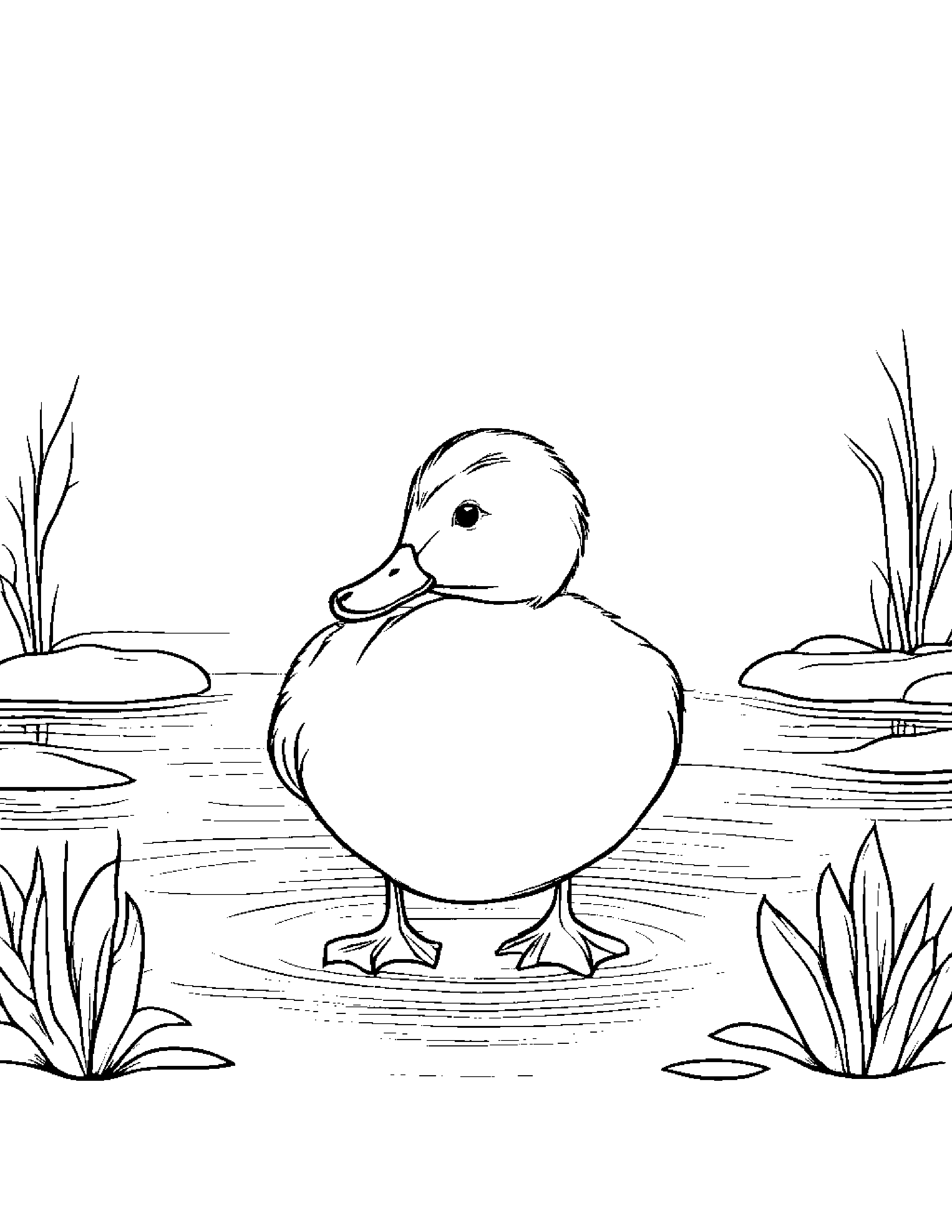 Duckling With A Tiny Bow Coloring Page (Free Printable PDF)