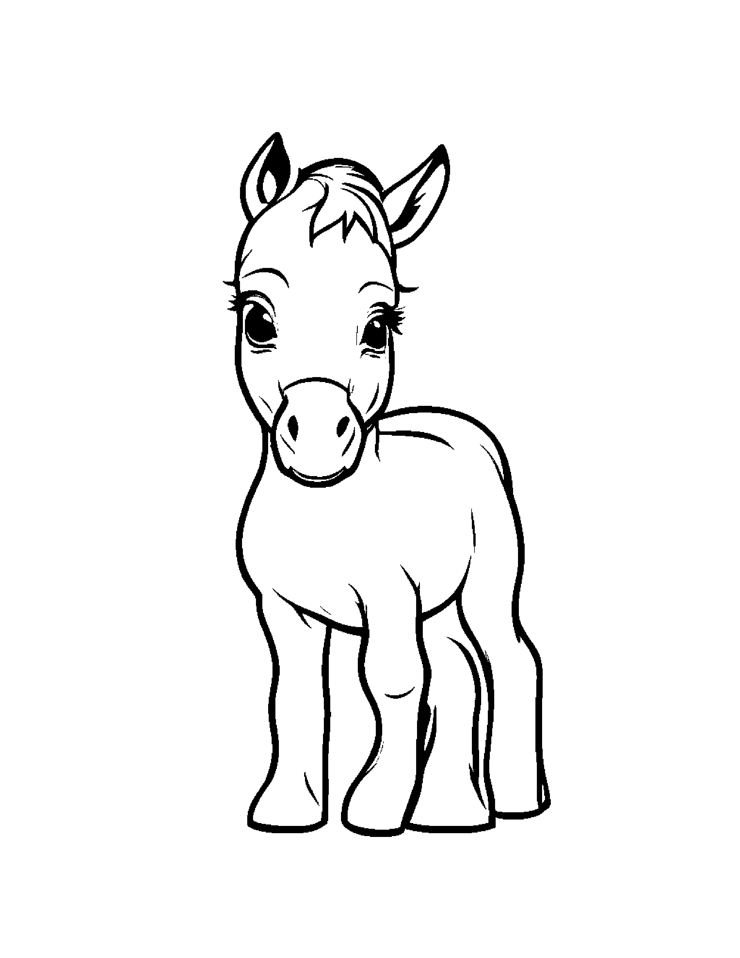 Foal With A Tiny Bow #2 Coloring Page (Free Printable PDF)