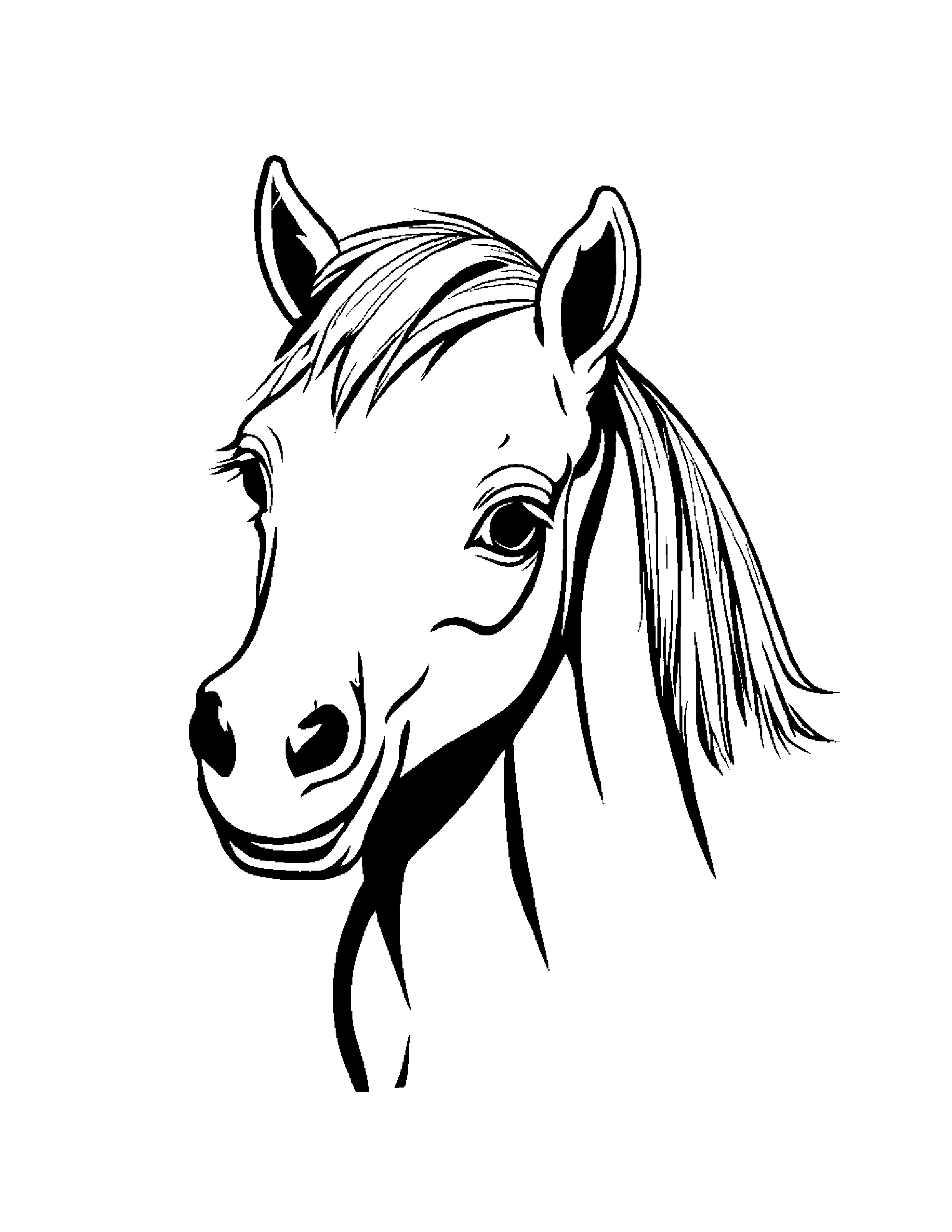 Foal With A Tiny Bow #3 Coloring Page (Free Printable PDF)