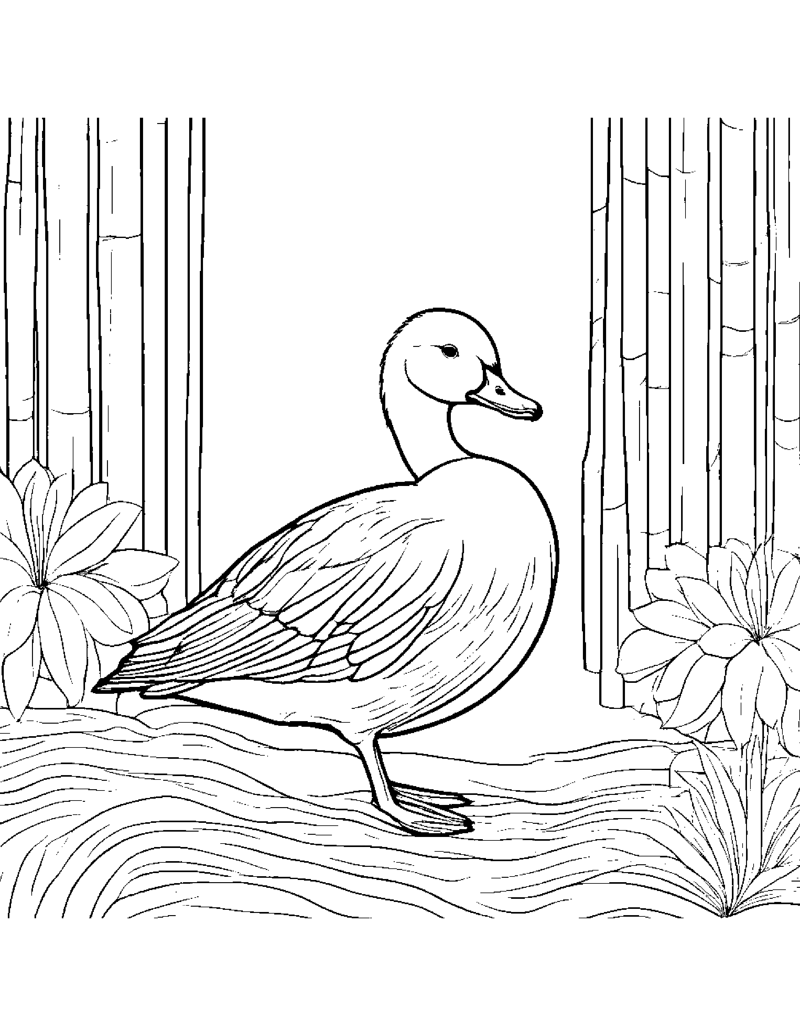 Gentle Gosling By A Reading Nook #3 Coloring Page (Free Printable PDF)