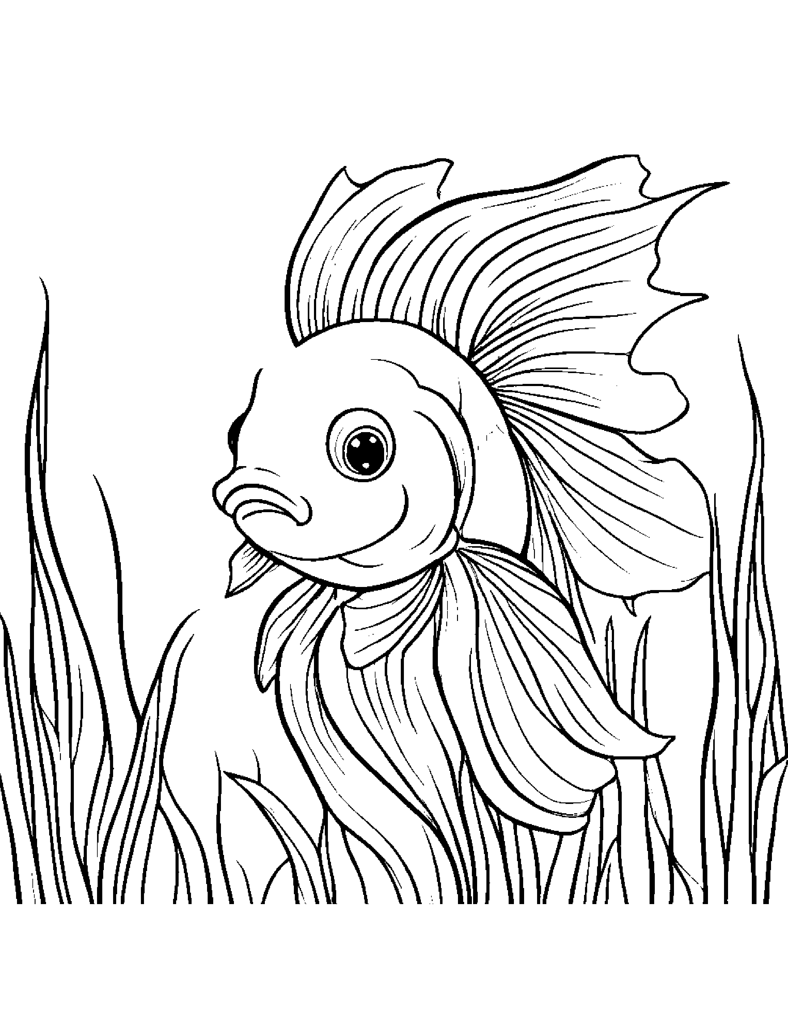 Goldfish With A Tiny Bow #3 Coloring Page (Free Printable PDF)