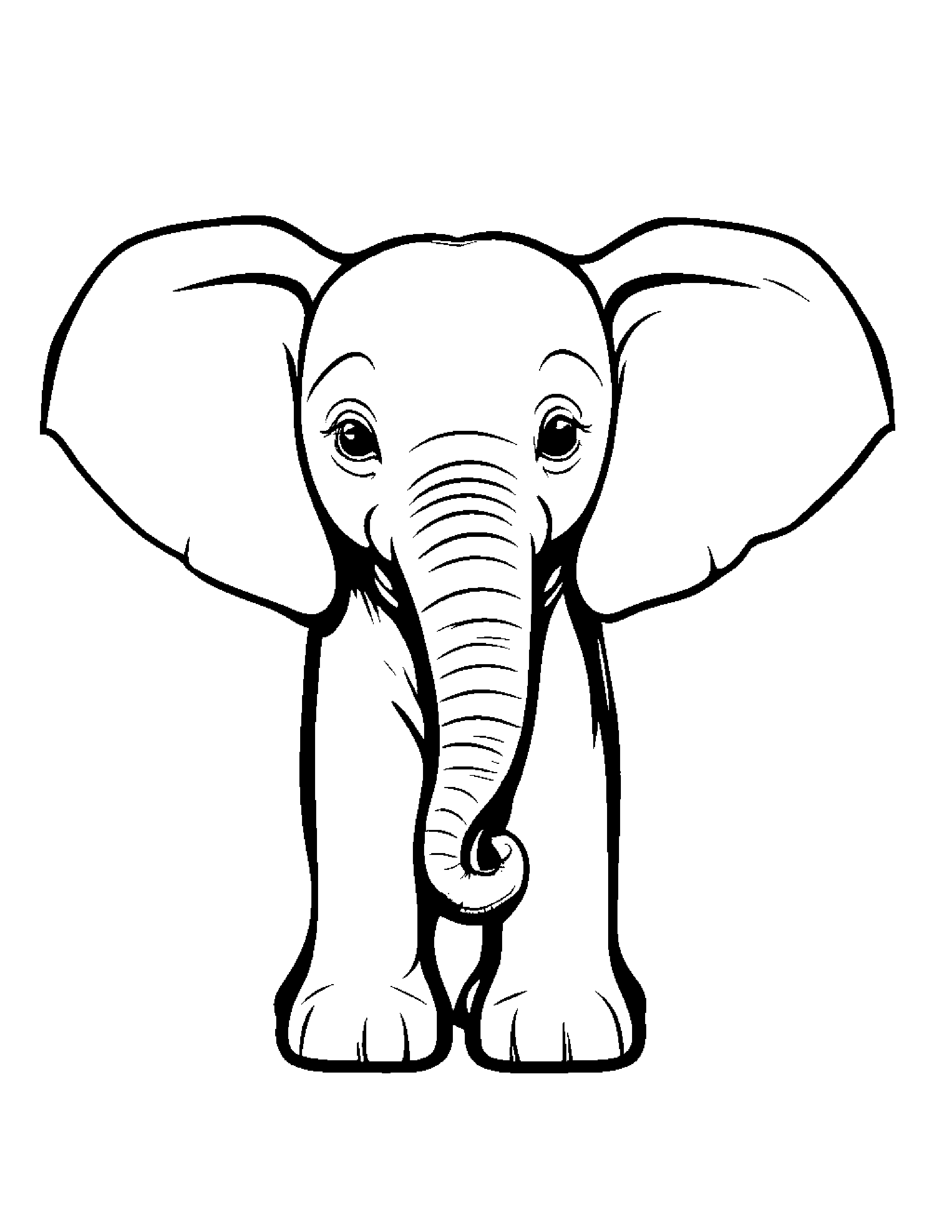 Jolly Elephant Calf #2 Coloring Page (Free Printable PDF)