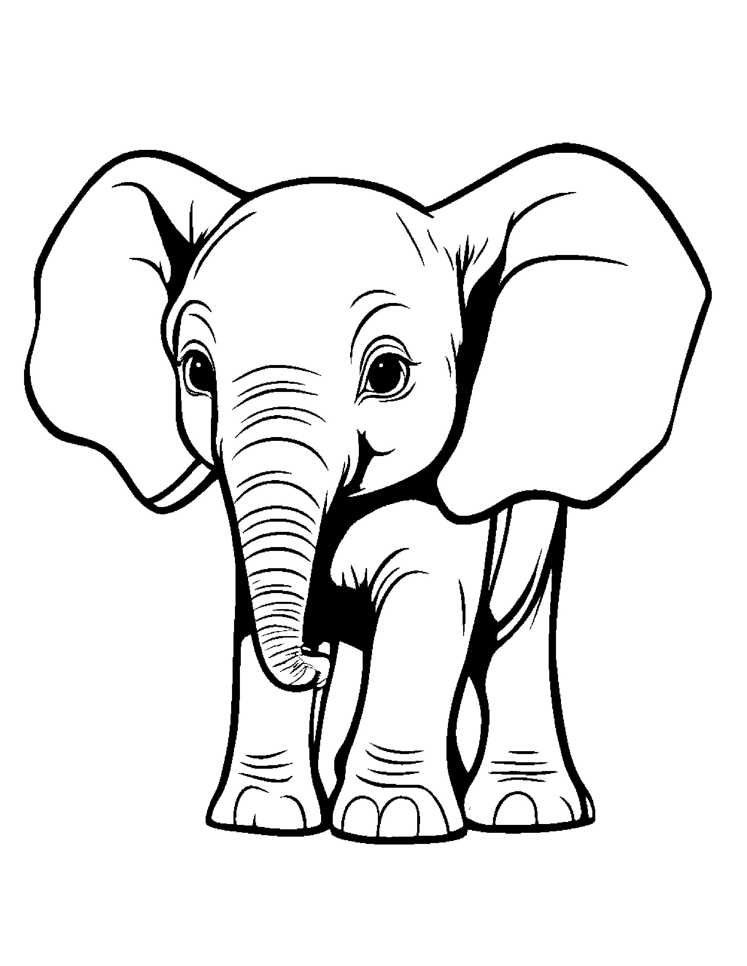 Jolly Elephant Calf #3 Coloring Page (Free Printable PDF)