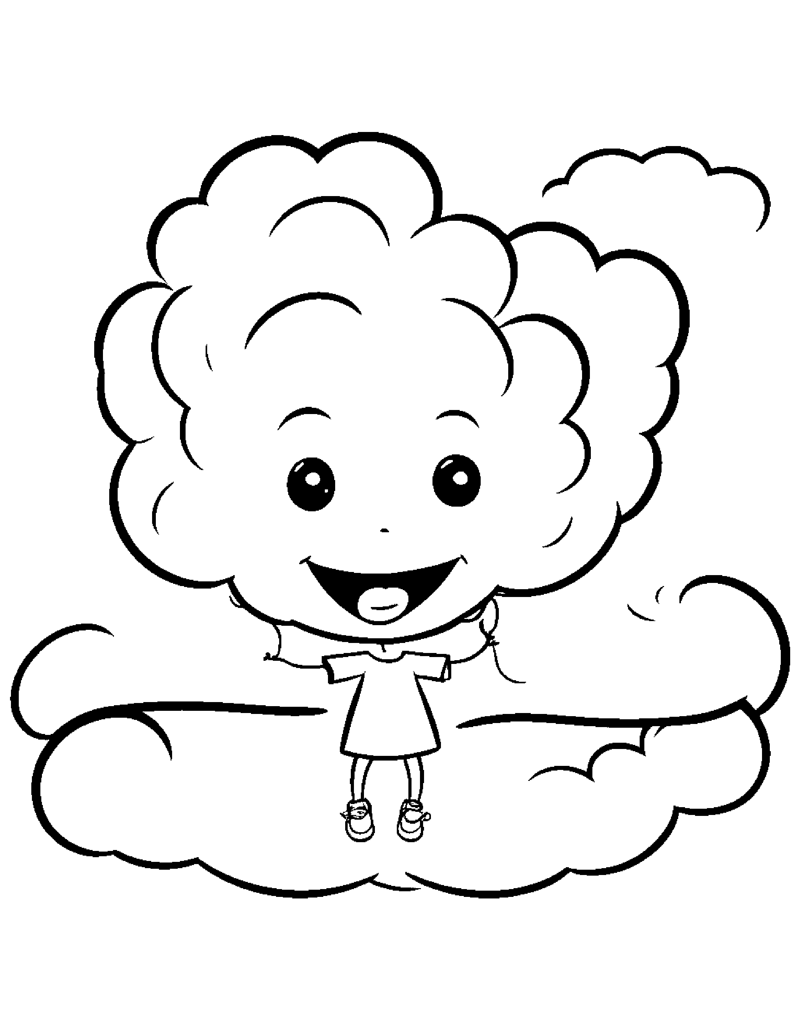Jump Rope Making Silly Faces On A Fluffy Cloud #2 Coloring Page (Free Printable PDF)