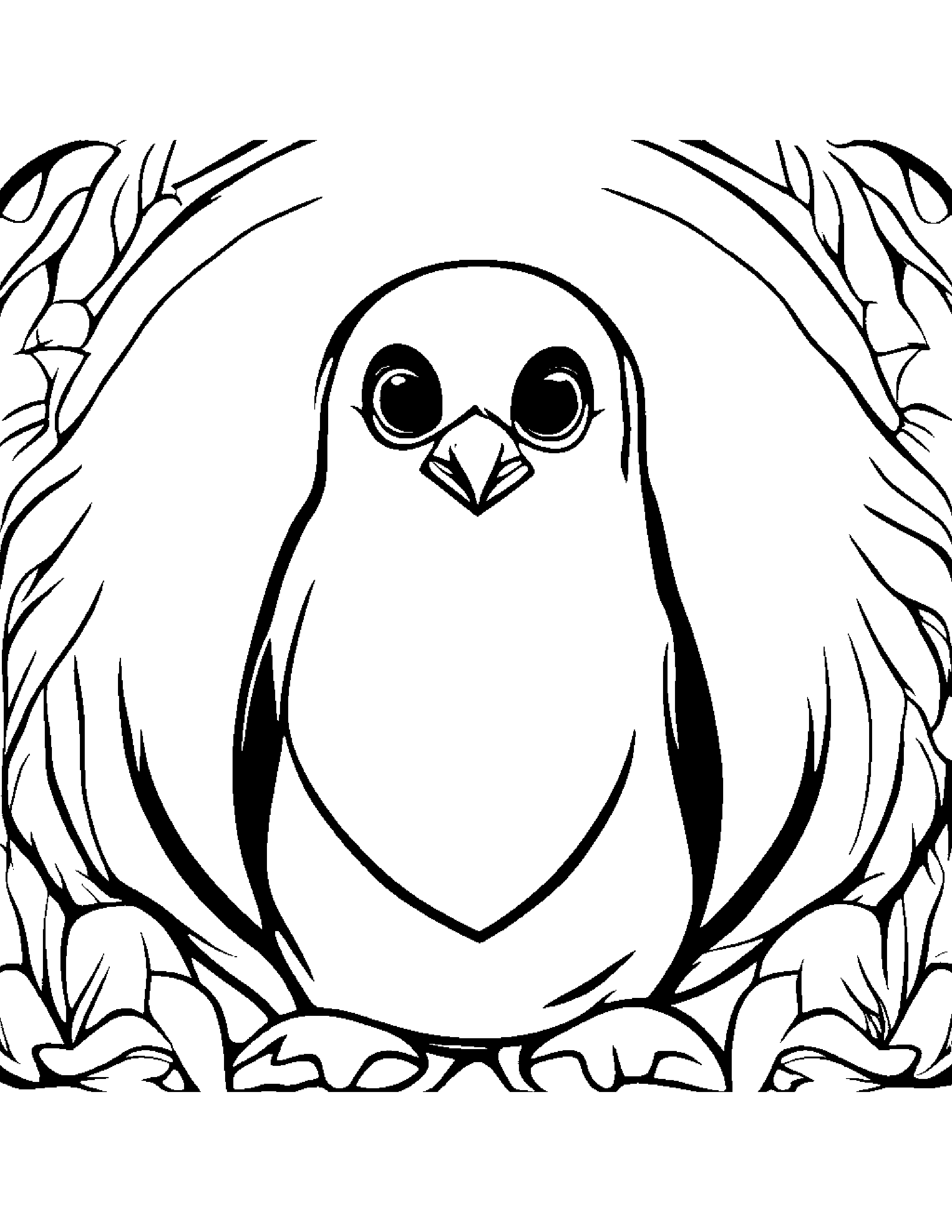 Penguin Chick With A Little Heart #2 Coloring Page (Free Printable PDF)